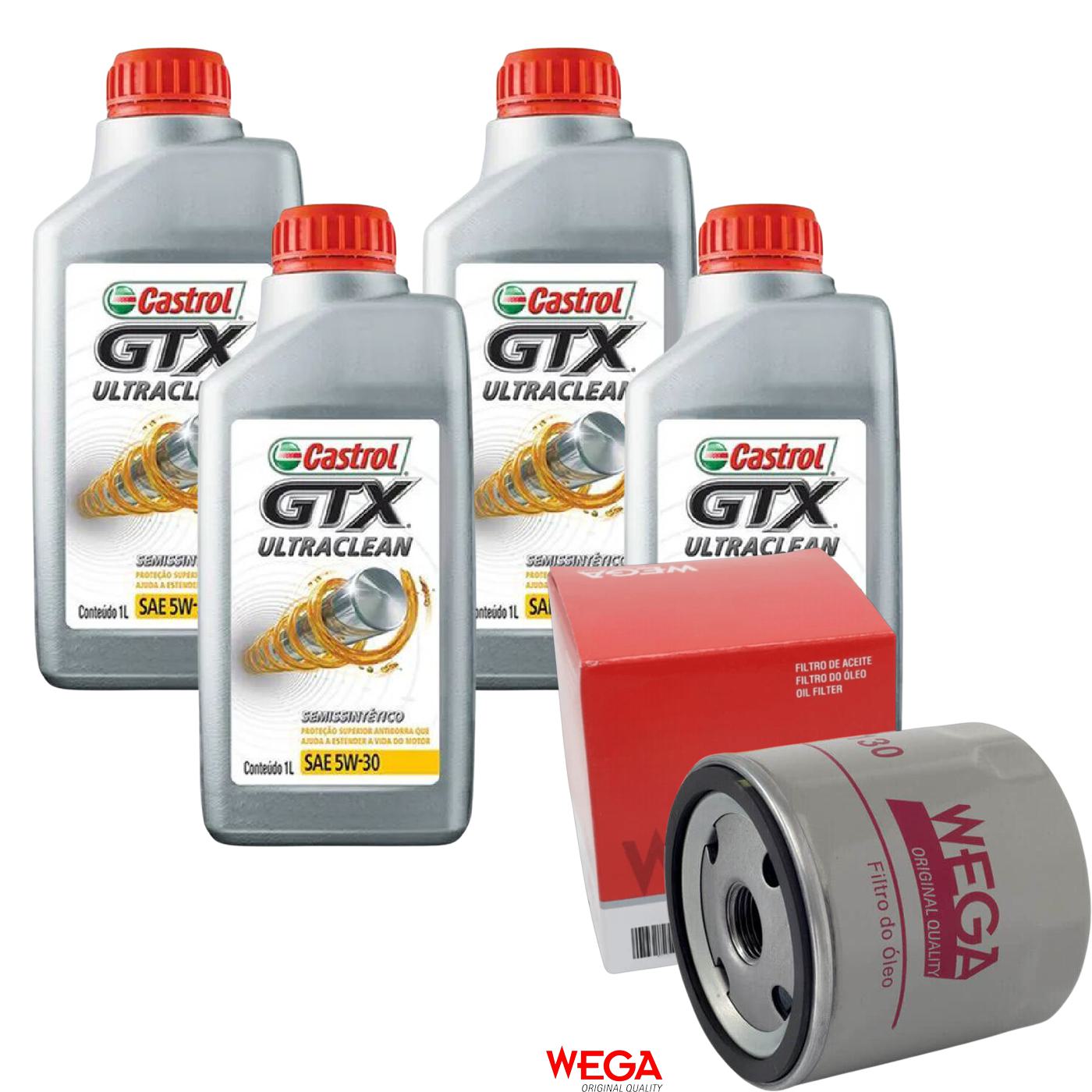 Kit Filtro e 4L Óleo Motor 5W30 GTX - Castrol / Wega - 3435995 / WO-130 - (1)