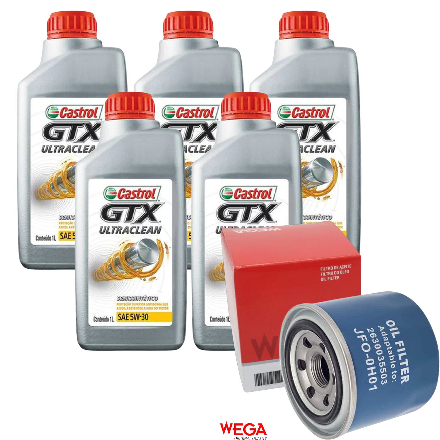 Kit Filtro e 5L Óleo Motor 5W30 GTX - Castrol / Wega - 3435995 / JFO-0H01 - (1)