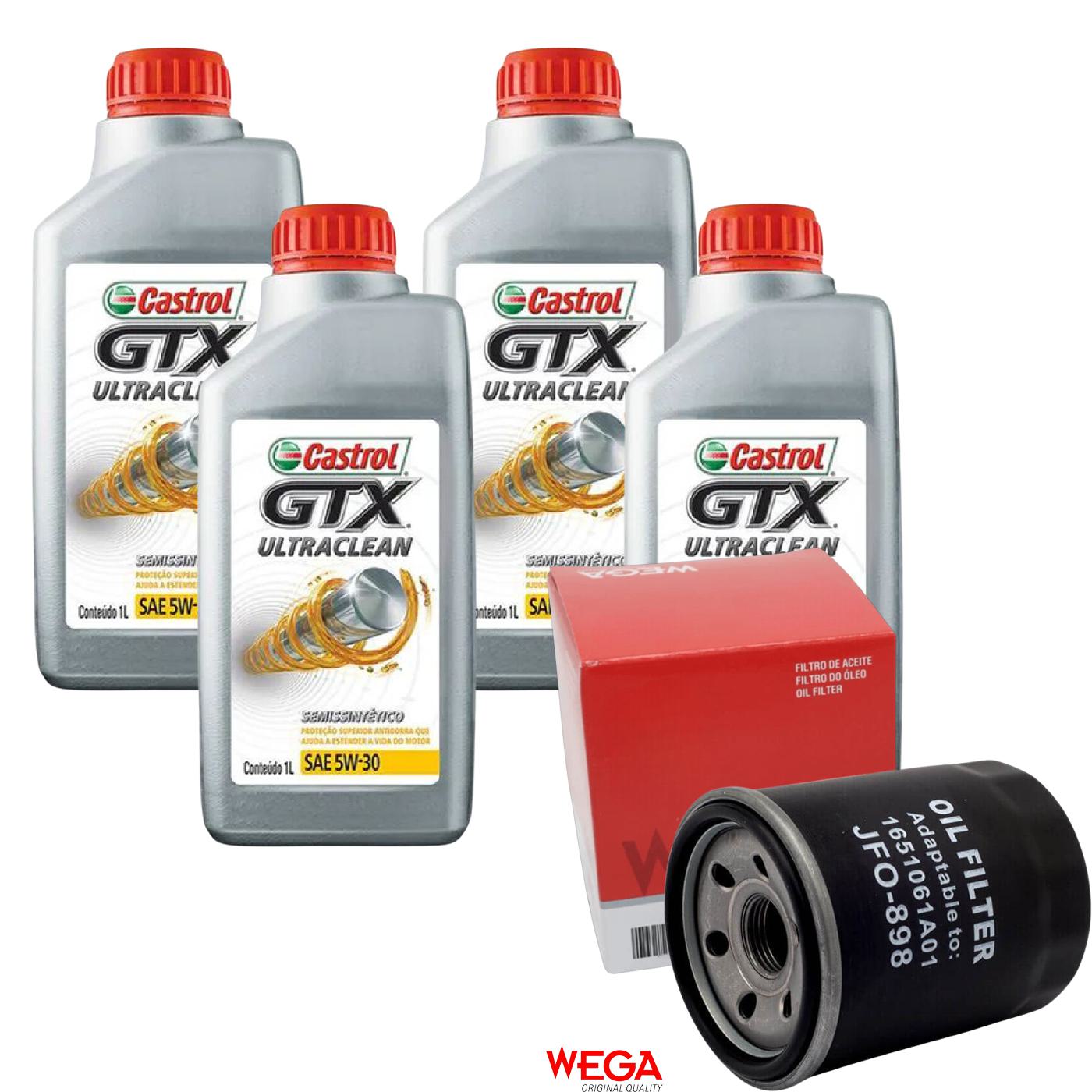 Kit Filtro e 4L Óleo Motor 5W30 GTX - Castrol / Wega - 3435995 / JFO-0898 - (1)