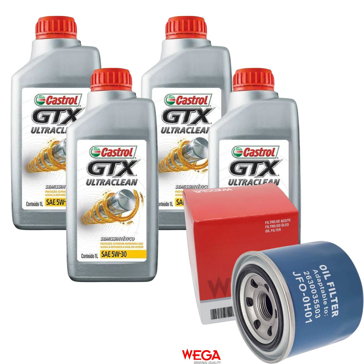 Kit Filtro e 4L Óleo Motor 5W30 GTX - Castrol / Wega - 3435995 / JFO-0H01 - (1)