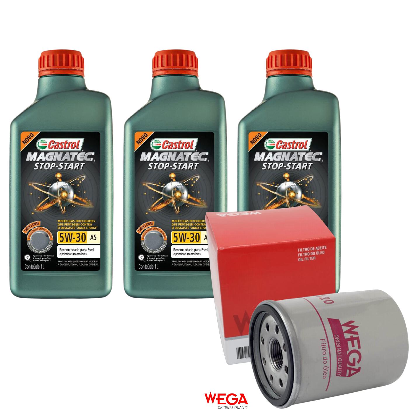 Kit Filtro e 3L Óleo Motor 5W30 Magnatec - Castrol / Wega - 3410930 / WO-120 - (1)