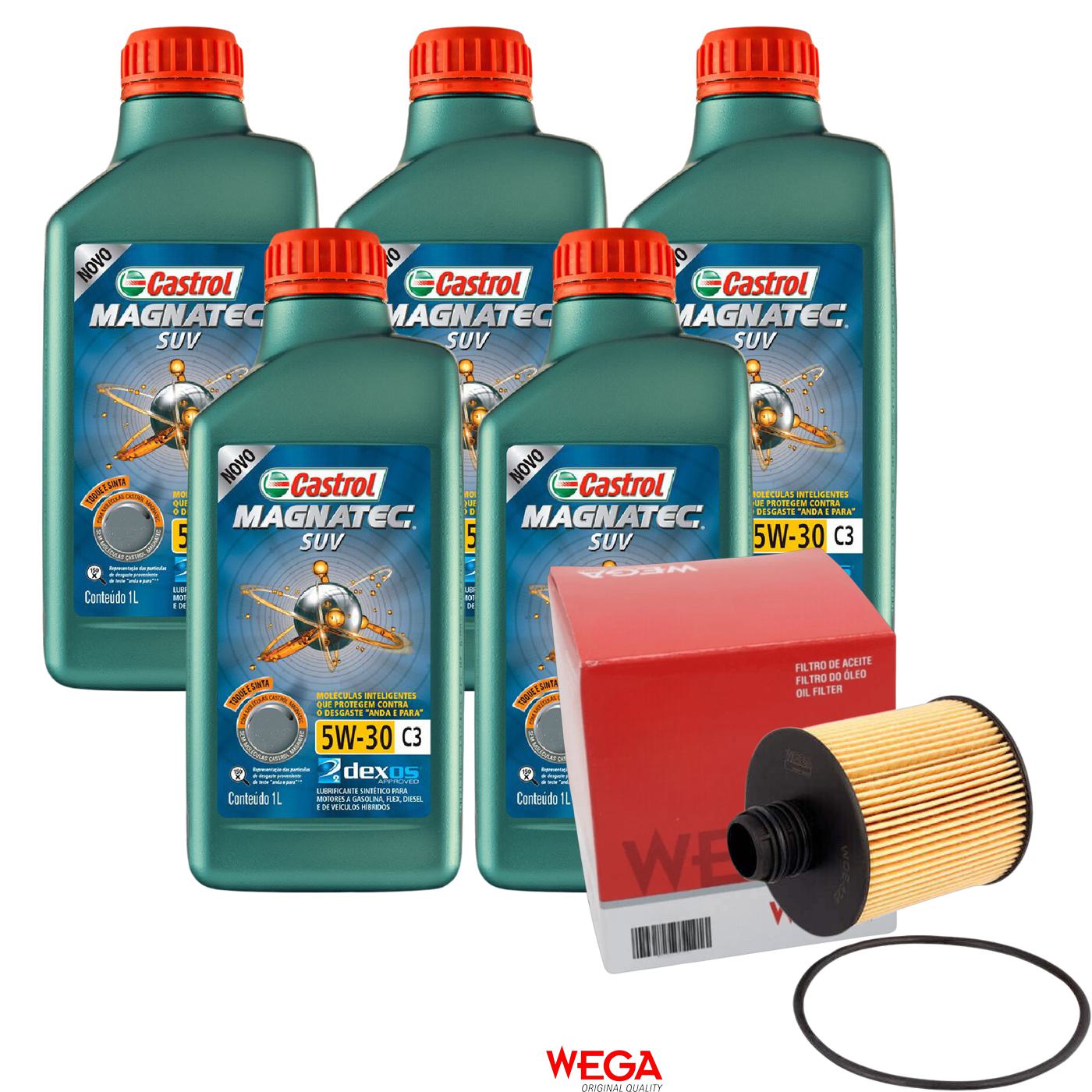 Kit Filtro e 5L Óleo Motor 5W30 Magnatec - Castrol / Wega - 3430831 / WOE-626 - (1)