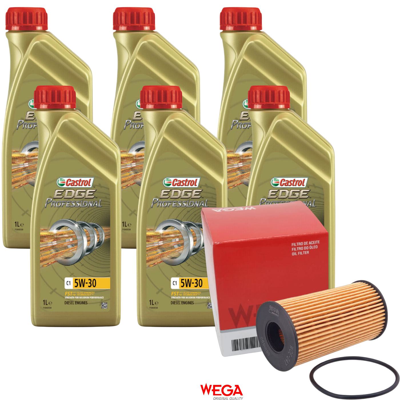 Kit Filtro e 6L Óleo Motor 5W30 Edge - Castrol / Wega - 3435580 / WOE-247 - (1)