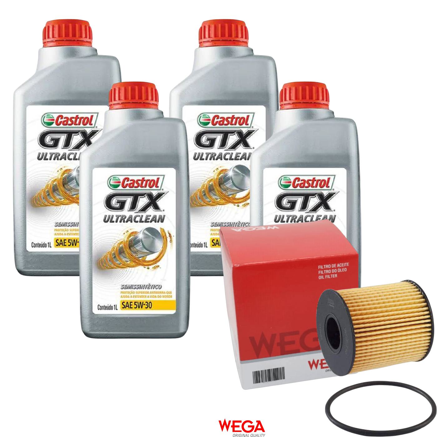 Kit Filtro e 4L Óleo Motor 5W30 GTX - Castrol / Wega - 3435995 / WOE-710 - (1)