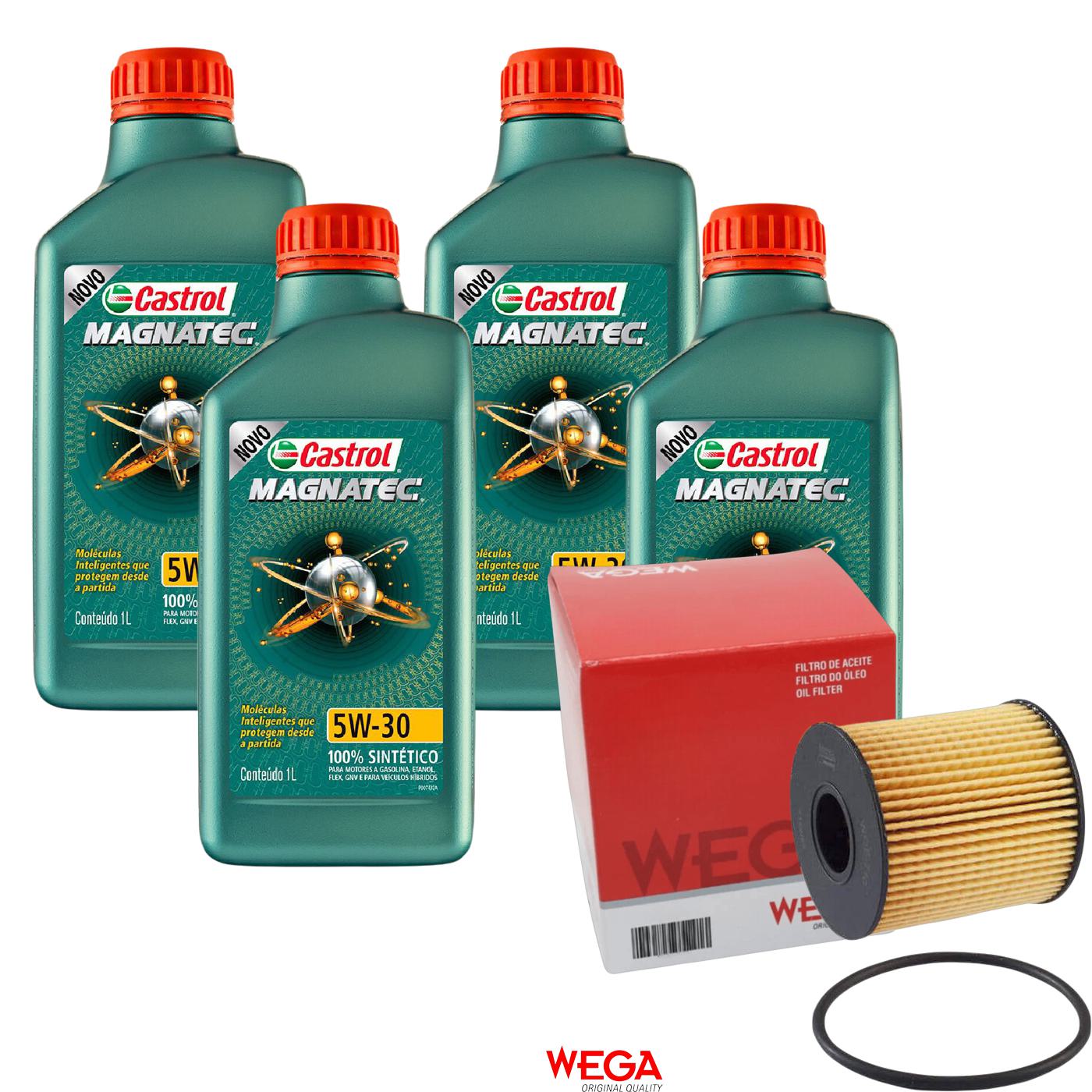 Kit Filtro e 4L Óleo Motor 5W30 Magnatec - Castrol / Wega - 3434565 / WOE-710 - (1)