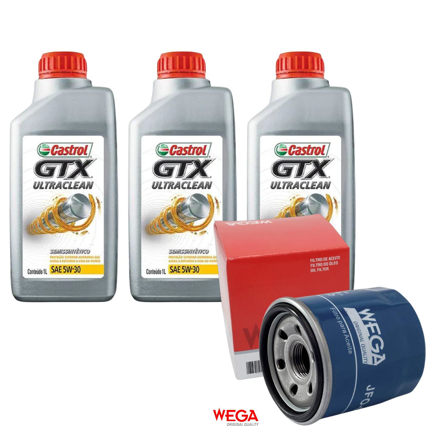 Kit Filtro e 3L Óleo Motor 5W30 GTX - Castrol / Wega - 3435995 / JFO-0H00 - (1)