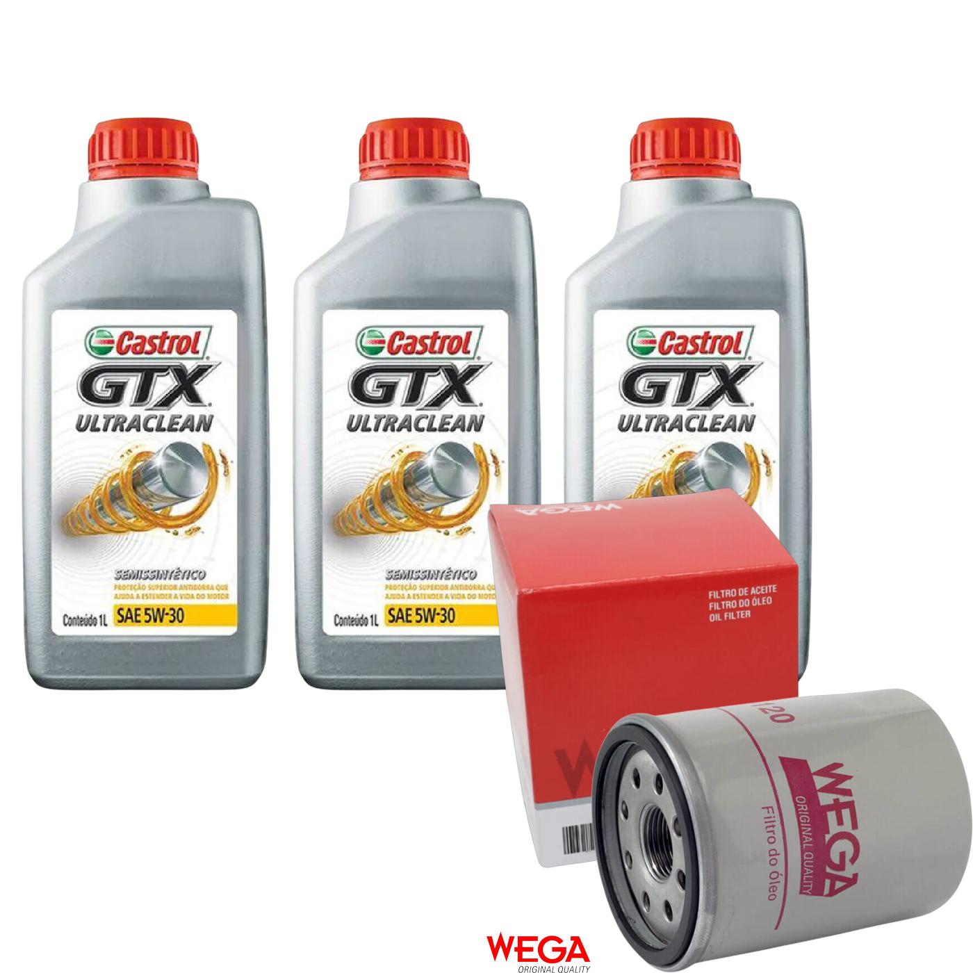 Kit Filtro e 3L Óleo Motor 5W30 GTX - Castrol / Wega - 3435995 / WO-120 - (1)