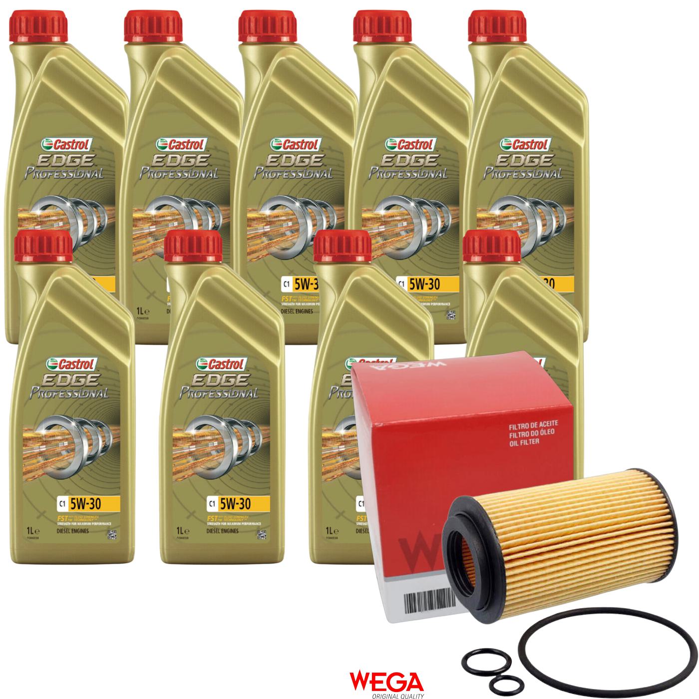 Kit Filtro e 9L Óleo Motor 5W30 Edge - Castrol / Wega - 3435580 / WOE-455 - (1)