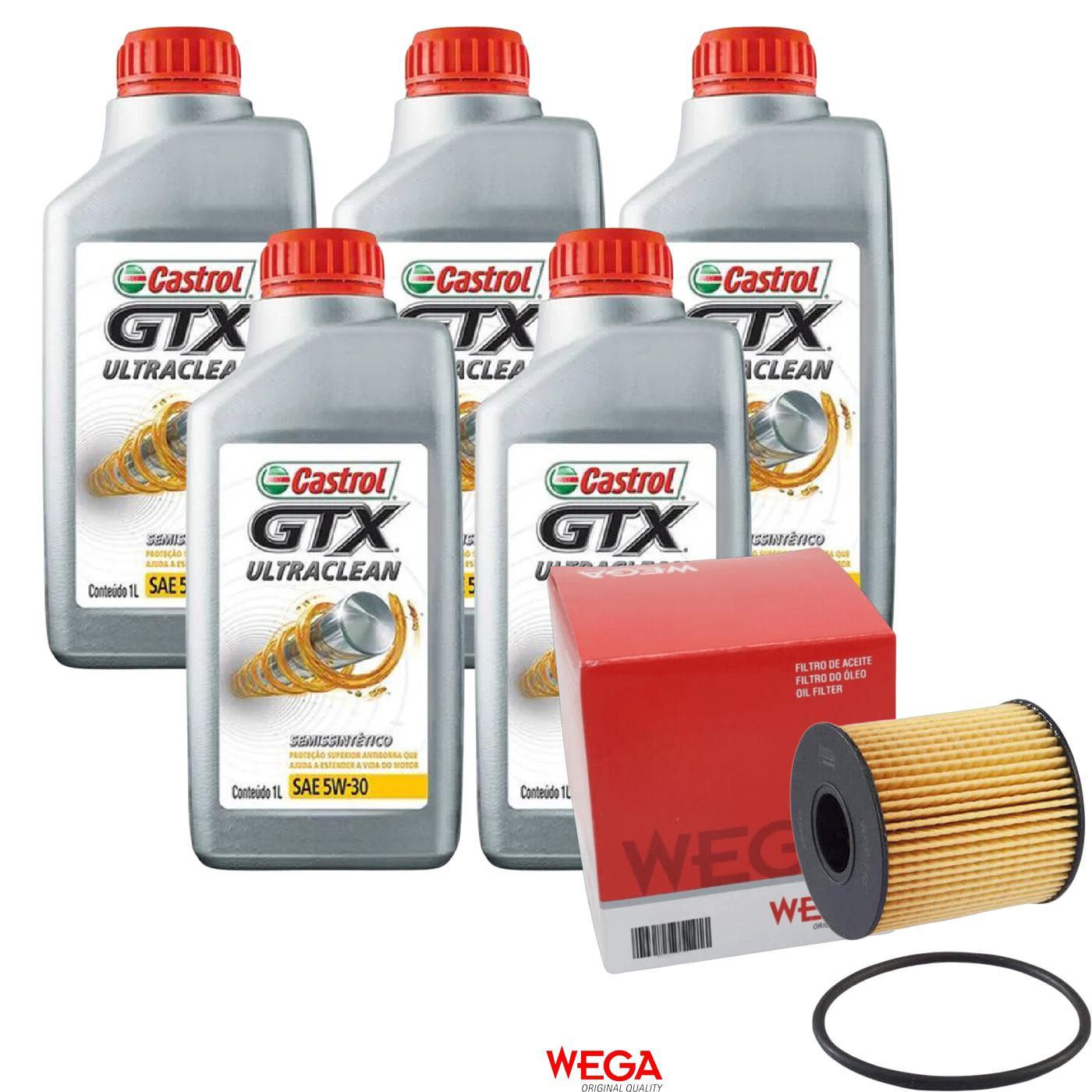 Kit Filtro e 5L Óleo Motor 5W30 GTX - Castrol / Wega - 3435995 / WOE-710 - (1)