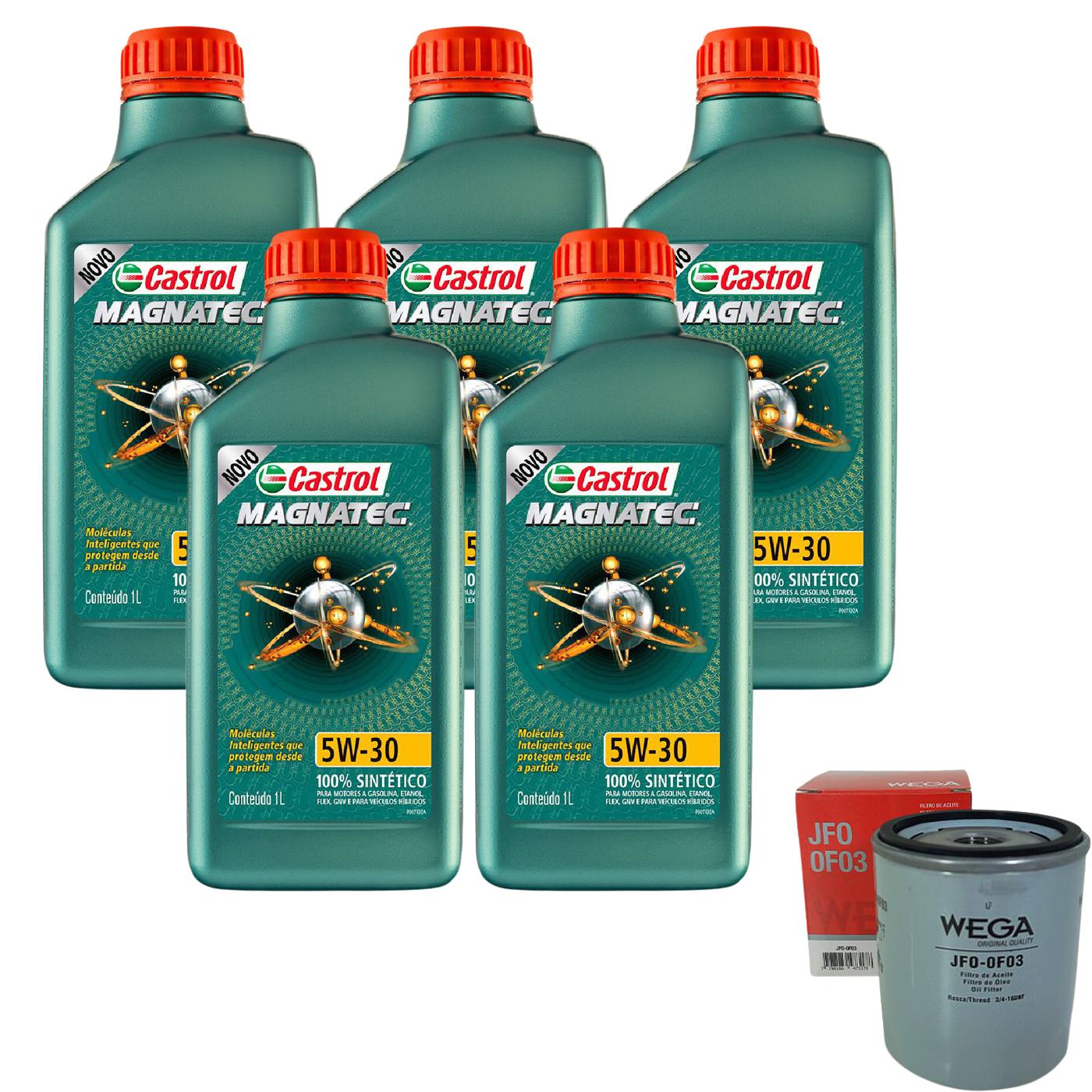 Kit Filtro e 5L Óleo Motor 5W30 Magnatec - Castrol / Wega - 3434565 / JFO-0F03 - (1)