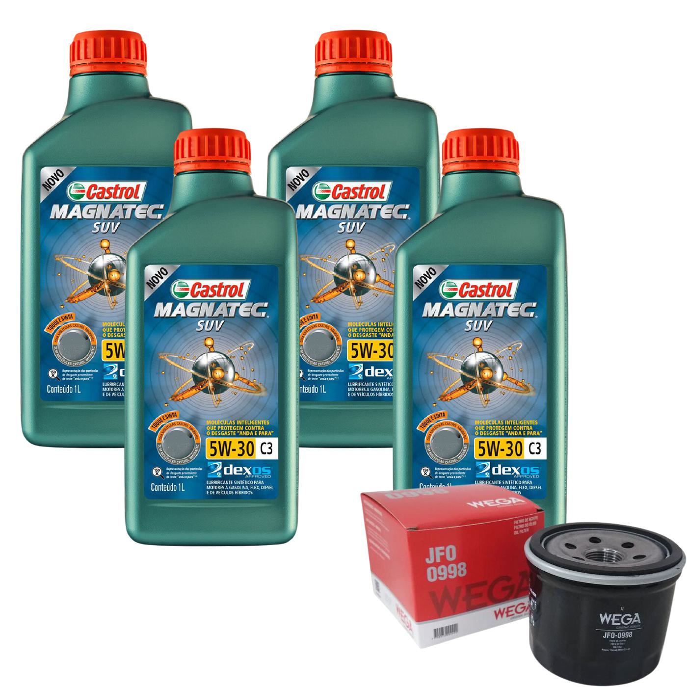 Kit Filtro e 4L Óleo Motor 5W30 Magnatec - Castrol / Wega - 3430831 / JFO-0998 - (1)