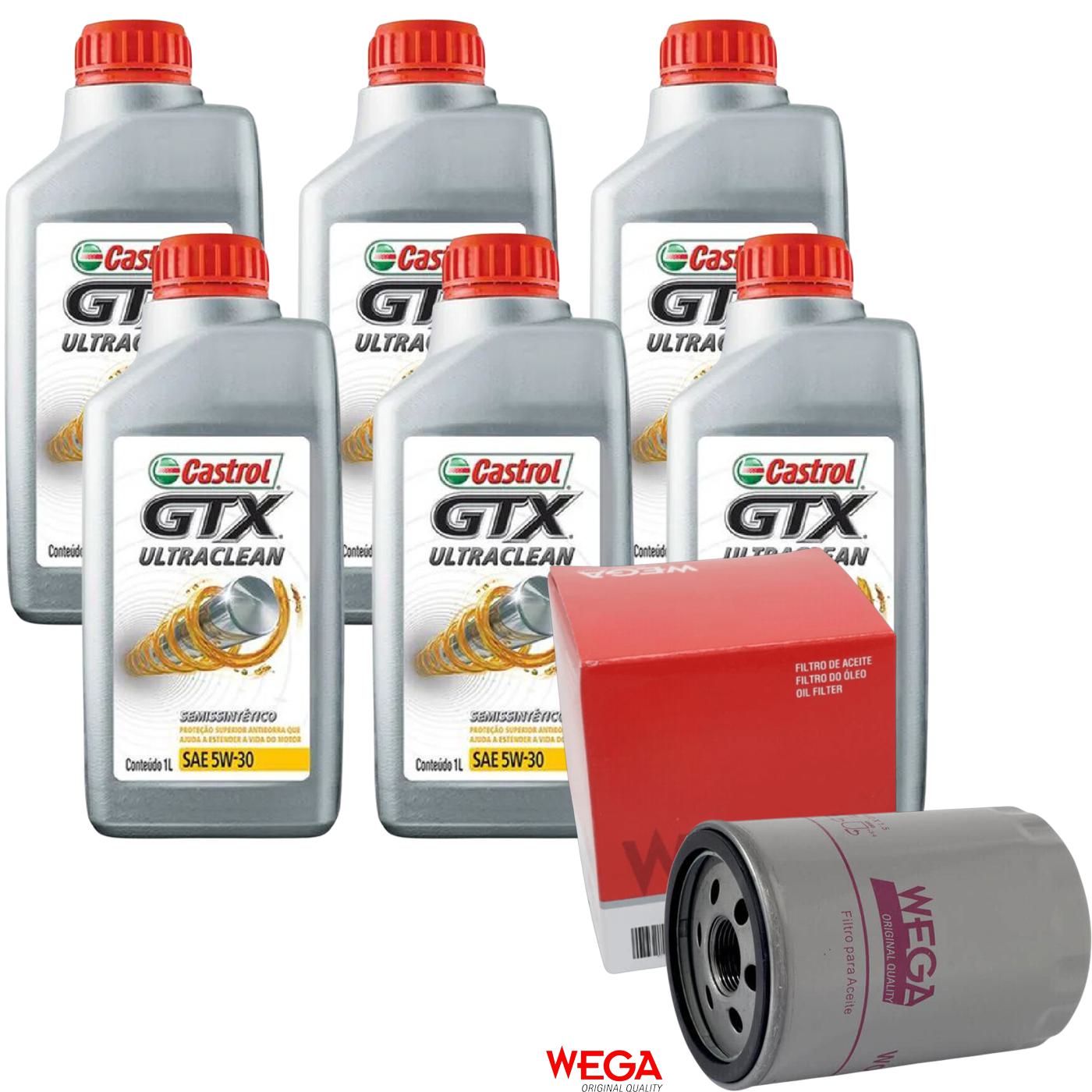 Kit Filtro e 6L Óleo Motor 5W30 GTX - Castrol / Wega - 3435995 / WO-136 - (1)
