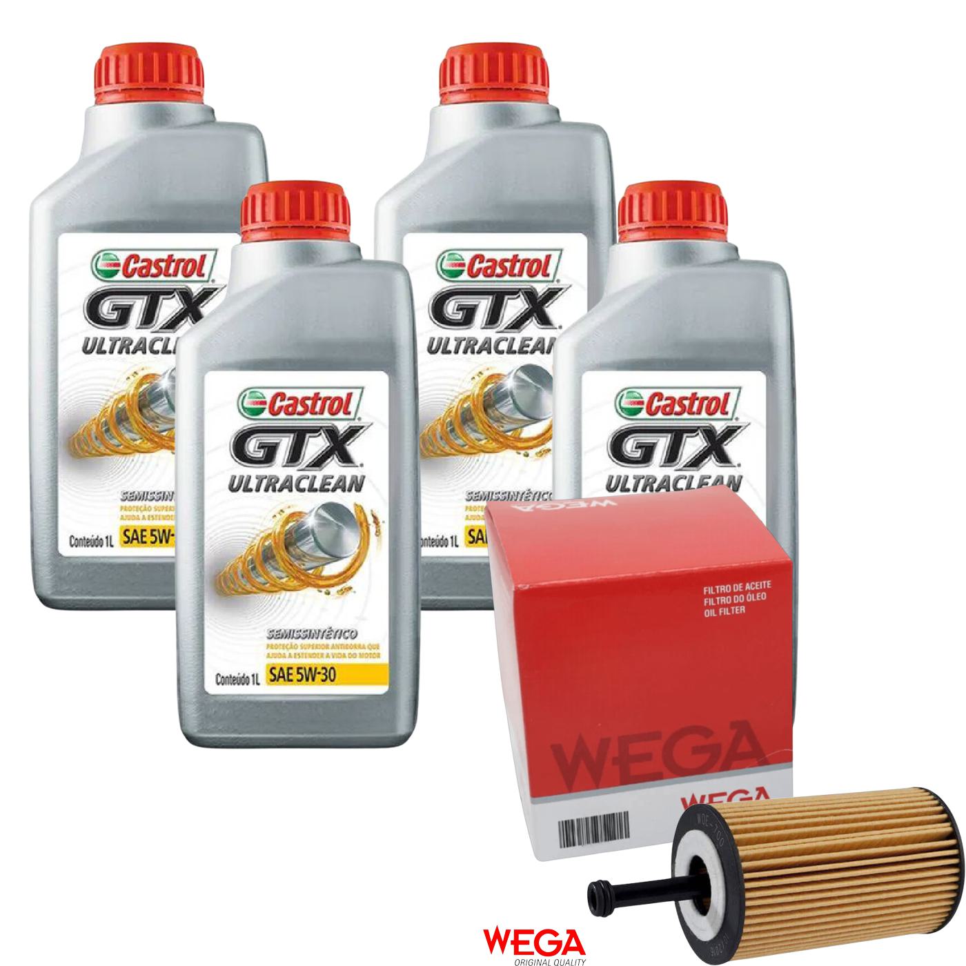 Kit Filtro e 4L Óleo Motor 5W30 GTX - Castrol / Wega - 3435995 / WOE-700 - (1)