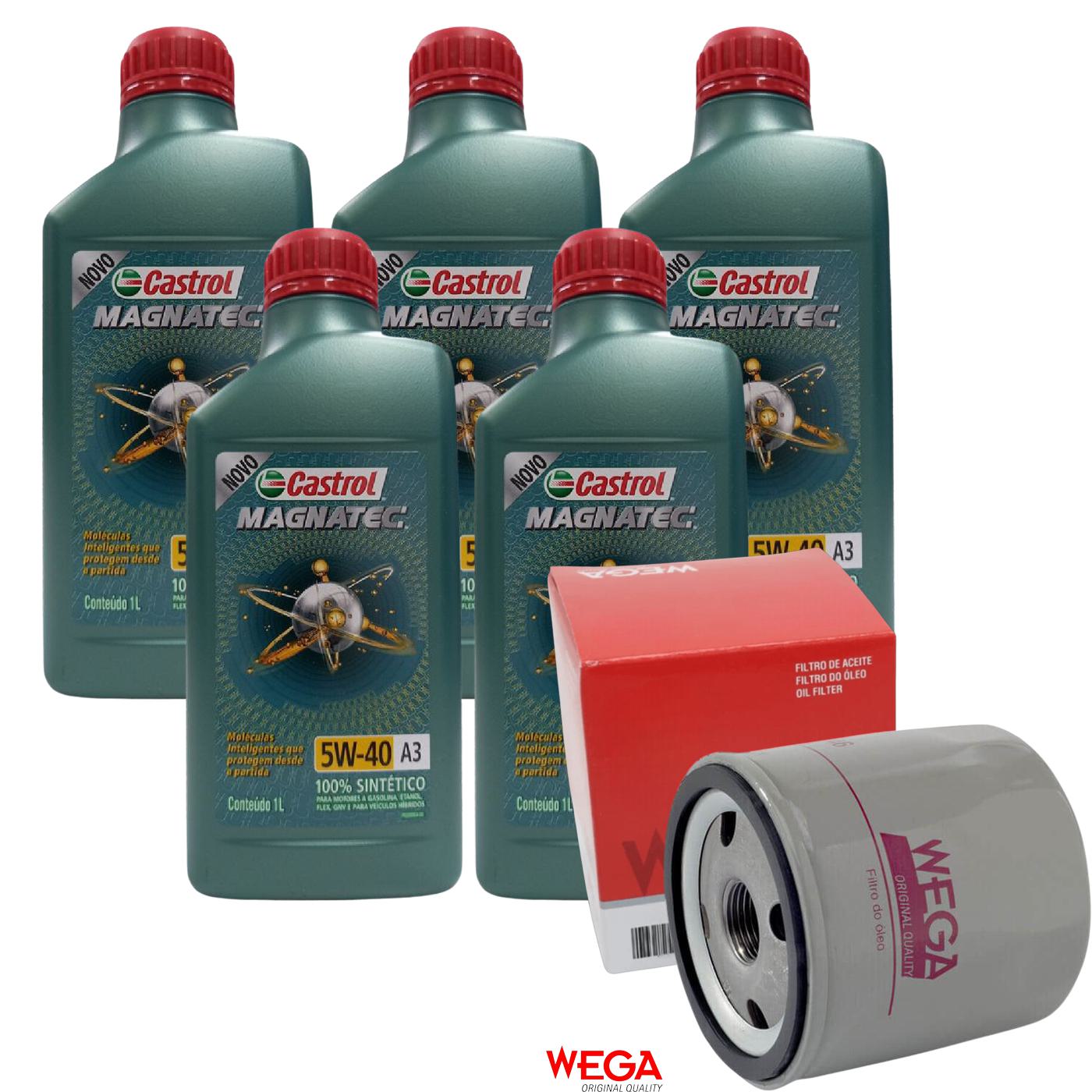 Kit Filtro e 5L Óleo Motor 5W40 Magnatec - Castrol / Wega - 3436621 / WO-346 - (1)
