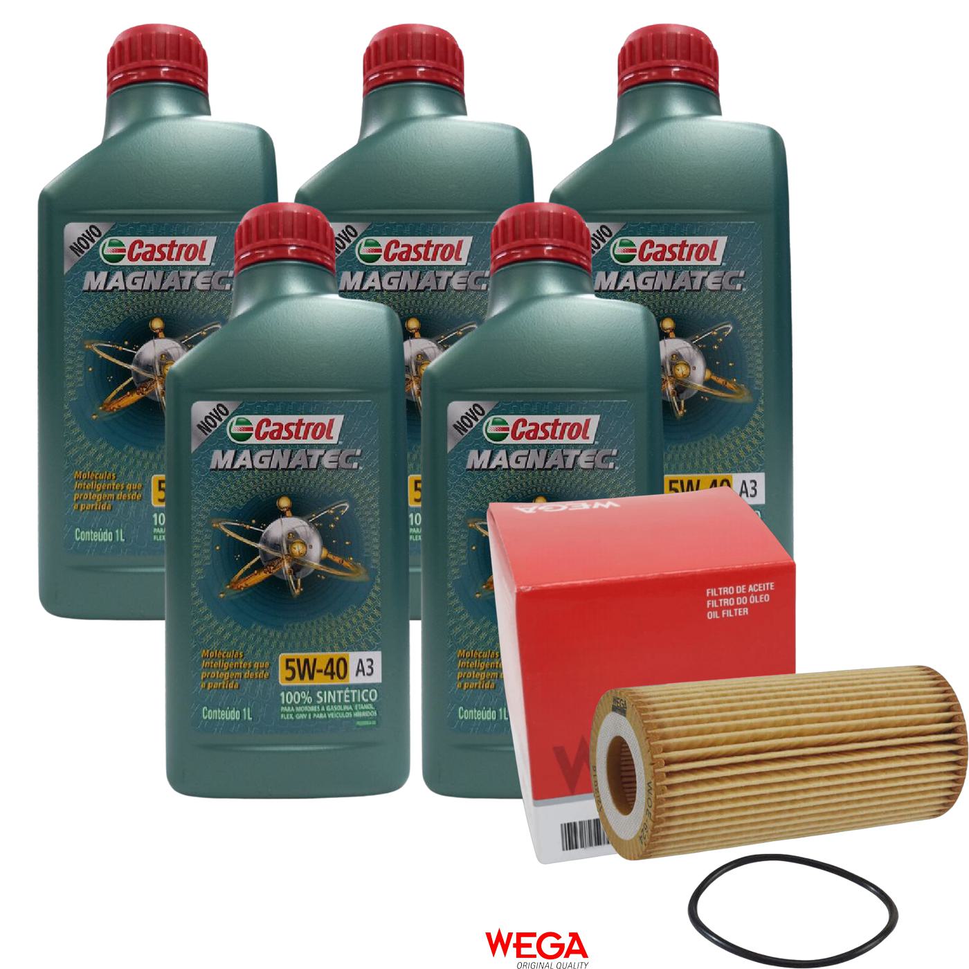 Kit Filtro e 5L Óleo Motor 5W40 Magnatec - Castrol / Wega - 3436621 / WOE-624 - (1)