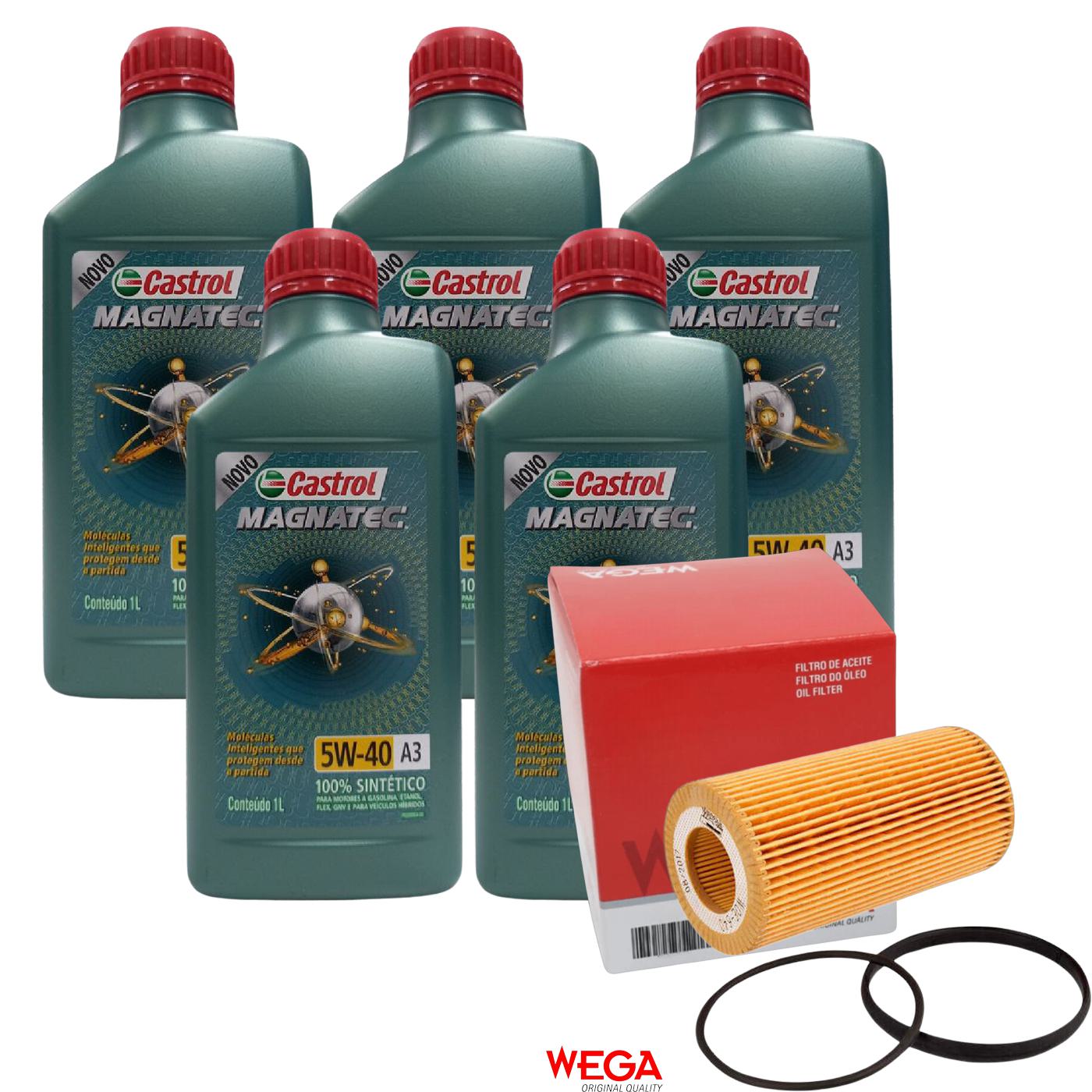 Kit Filtro e 5L Óleo Motor 5W40 Magnatec - Castrol / Wega - 3436621 / WOE-640 - (1)