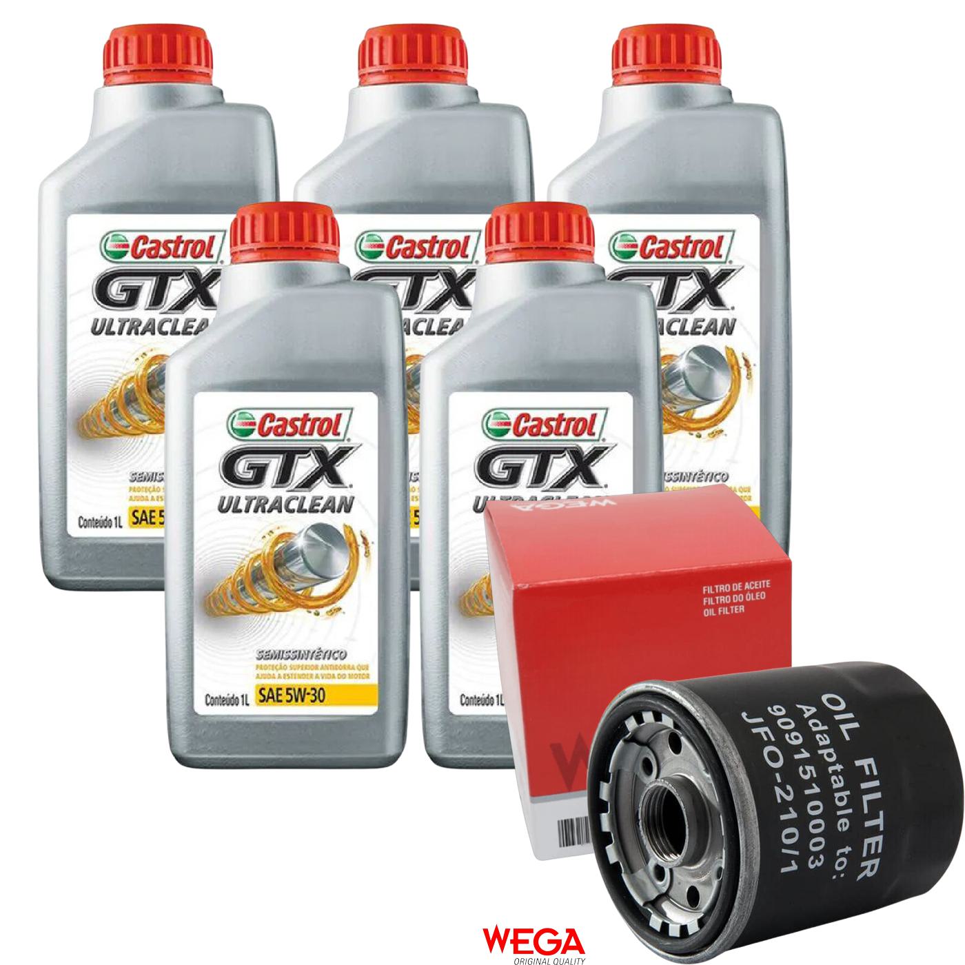Kit Filtro e 5L Óleo Motor 5W30 GTX - Castrol / Wega - 3435995 / JFO-0210/1 - (1)