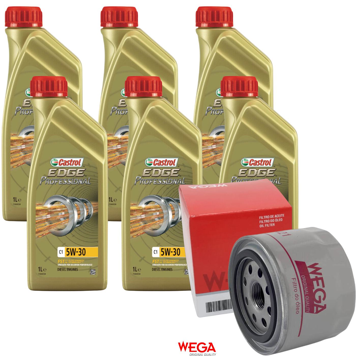 Kit Filtro e 6L Óleo Motor 5W30 Edge - Castrol / Wega - 3435580 / WO-421 - (1)