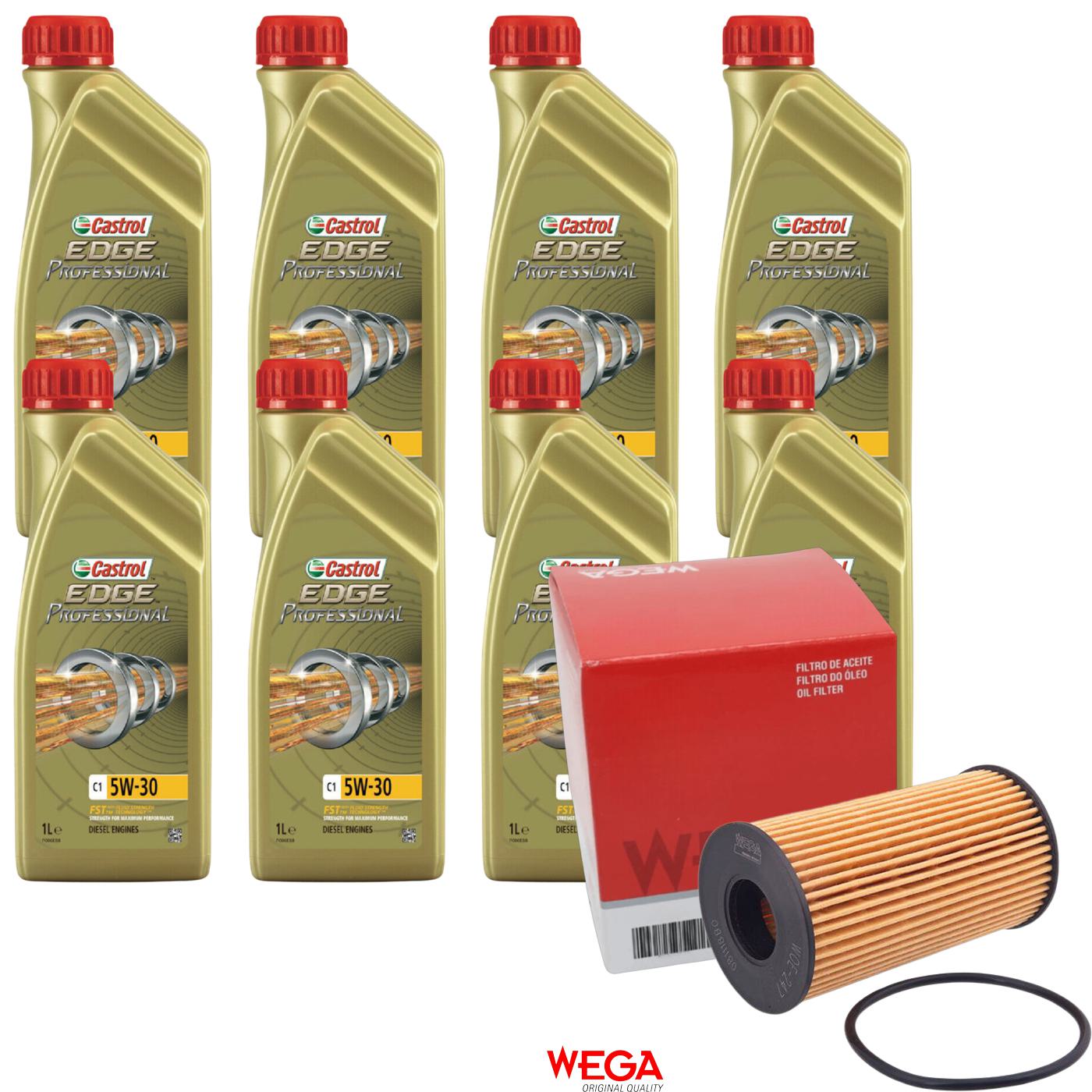 Kit Filtro e 8L Óleo Motor 5W30 Edge - Castrol / Wega - 3435580 / WOE-247 - (1)