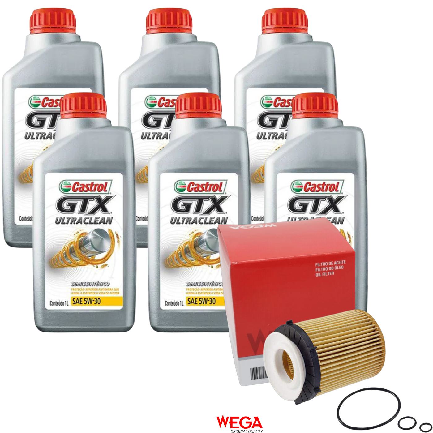 Kit Filtro e 6L Óleo Motor 5W30 GTX - Castrol / Wega - 3435995 / WOE-458 - (1)