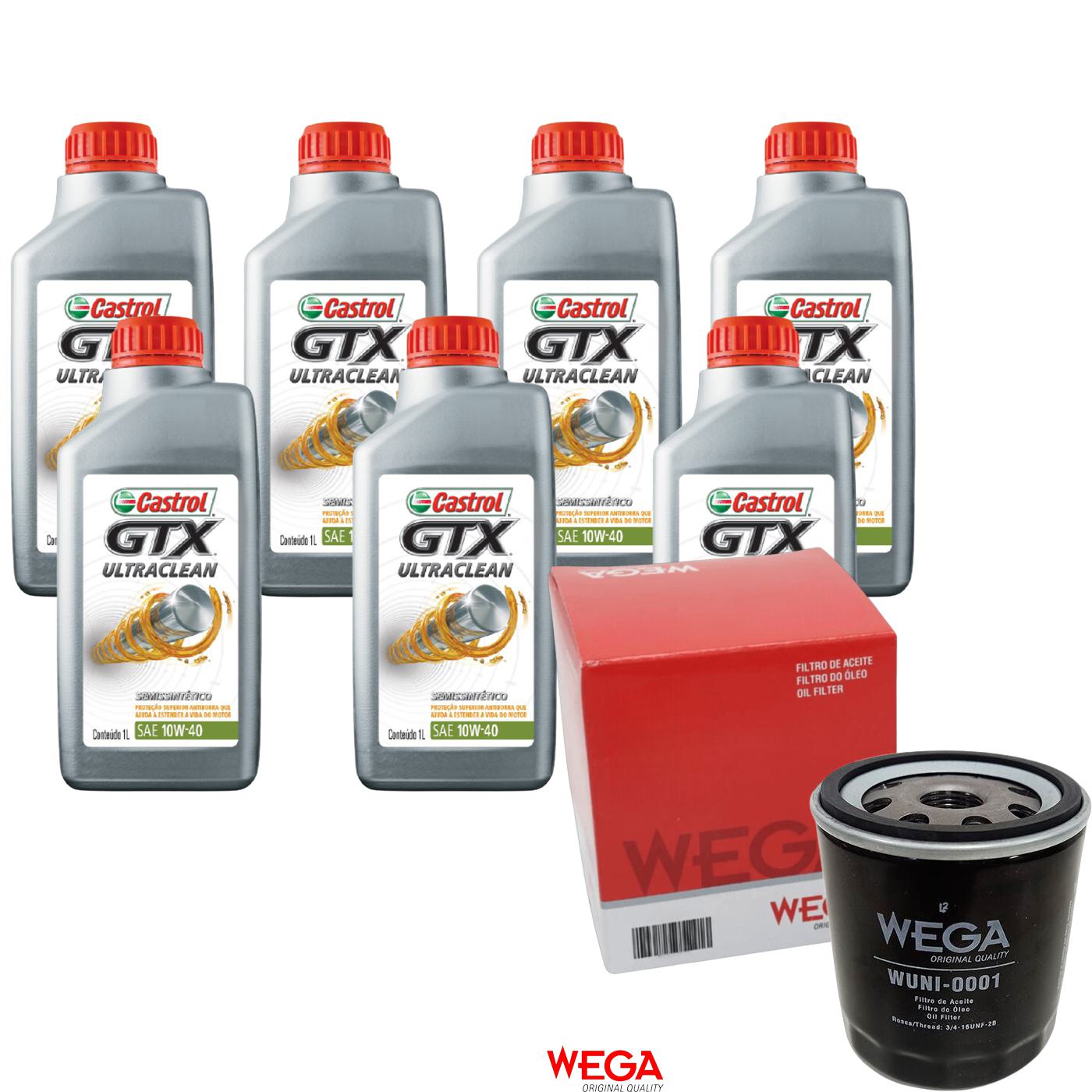 Kit Filtro e 7L Óleo Motor 10W40 GTX - Castrol / Wega - 3436727 / WUNI-0001 - (1)