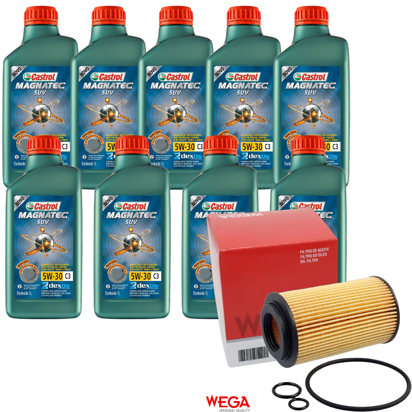 Kit Filtro e 9L Óleo Motor 5W30 Magnatec - Castrol / Wega - 3430831 / WOE-455 - (1)