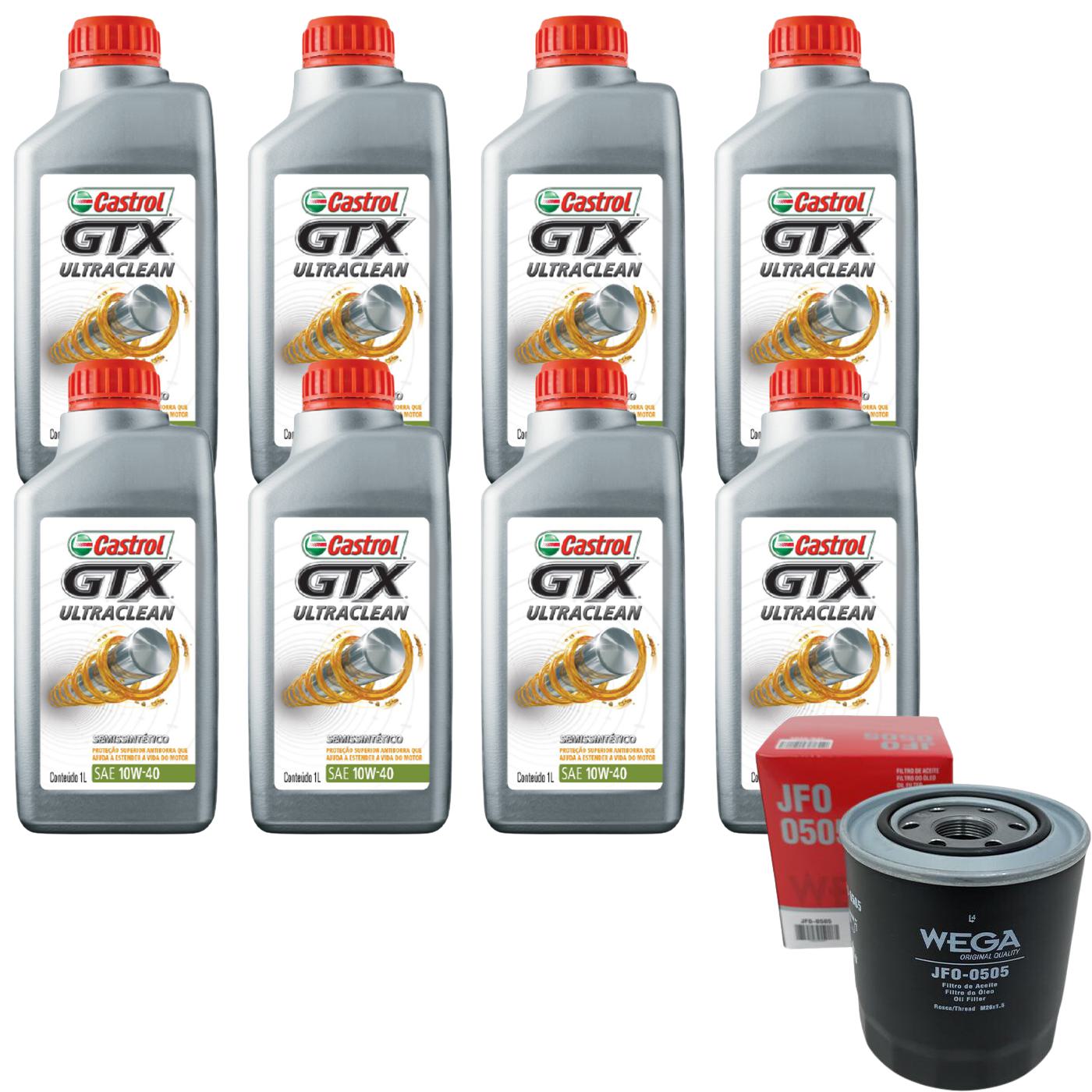 Kit Filtro e 8L Óleo Motor 10W40 GTX - Castrol / Wega - 3436727 / JFO-0505 - (1)