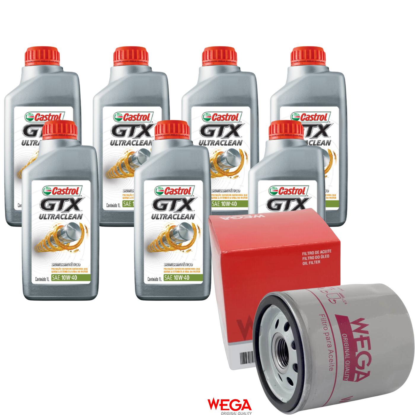 Kit Filtro e 7L Óleo Motor 10W40 GTX - Castrol / Wega - 3436727 / WO-153 - (1)