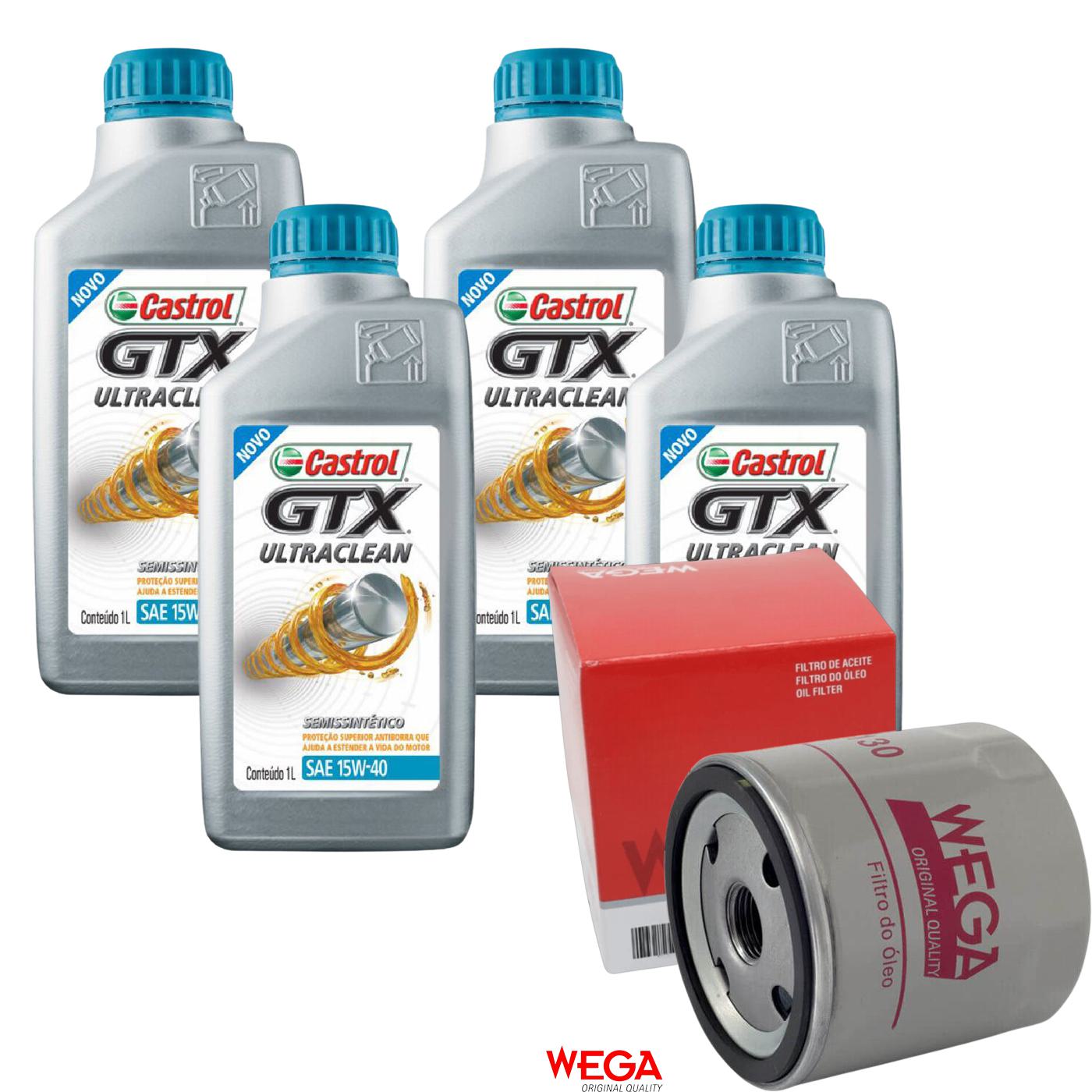 Kit Filtro e 4L Óleo Motor 15W40 GTX - Castrol / Wega - 3417898 / WO-130 - (1)