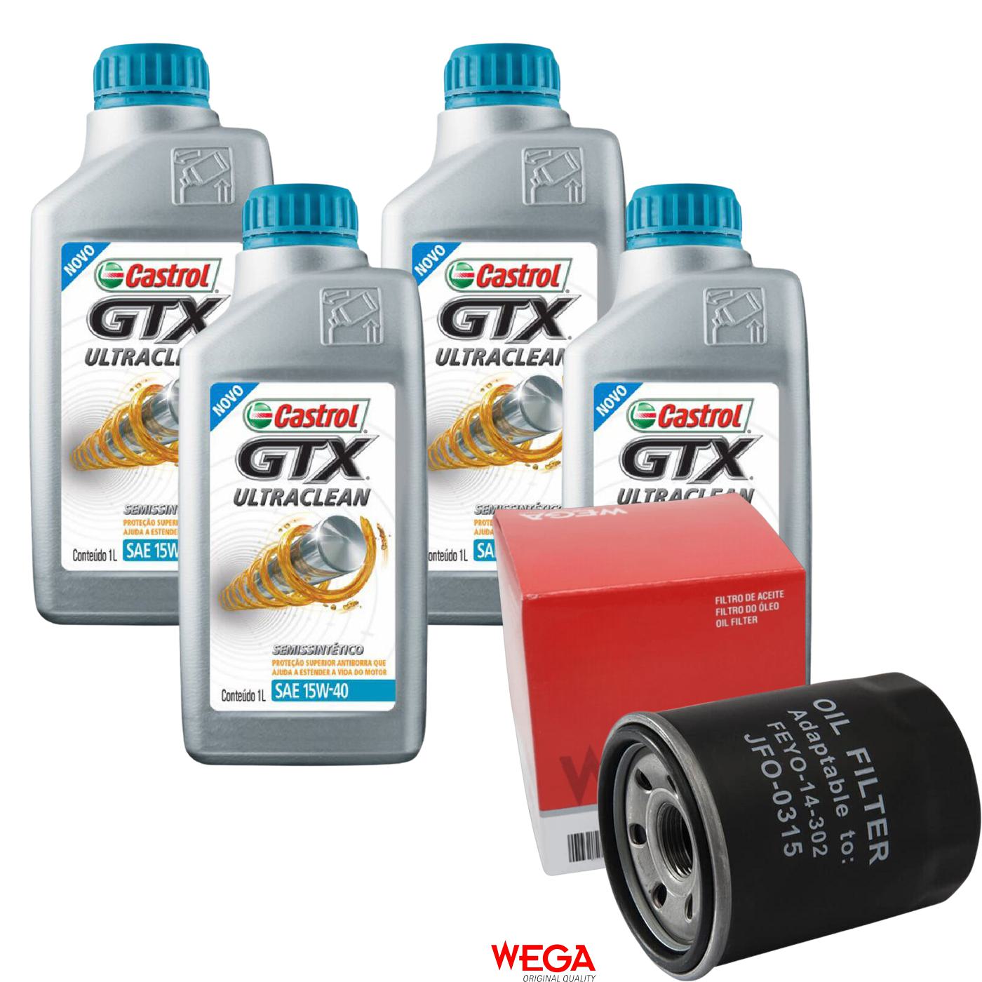 Kit Filtro e 4L Óleo Motor 15W40 GTX - Castrol / Wega - 3417898 / JFO-0315 - (1)
