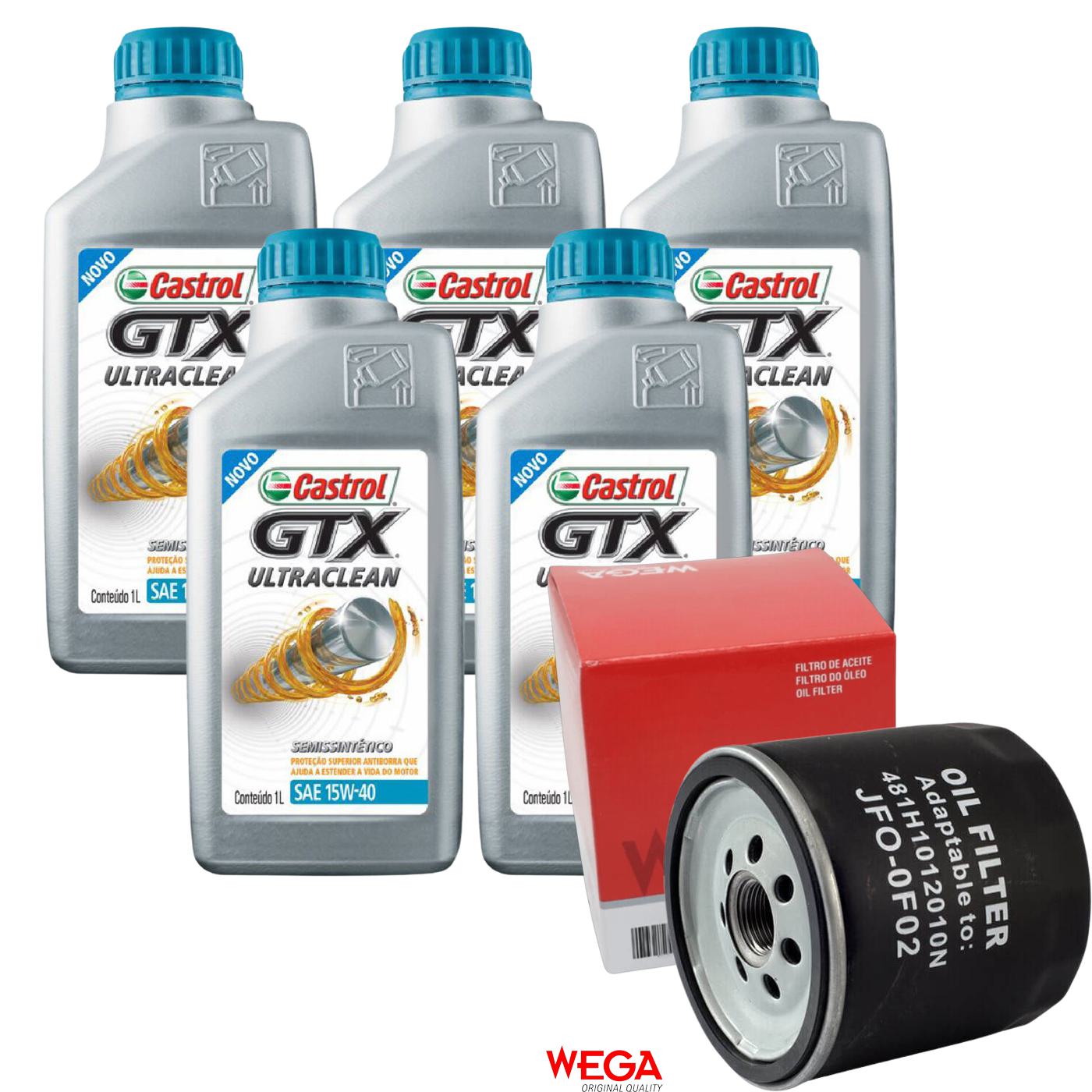 Kit Filtro e 5L Óleo Motor 15W40 GTX - Castrol / Wega - 3417898 / JFO-0F02 - (1)