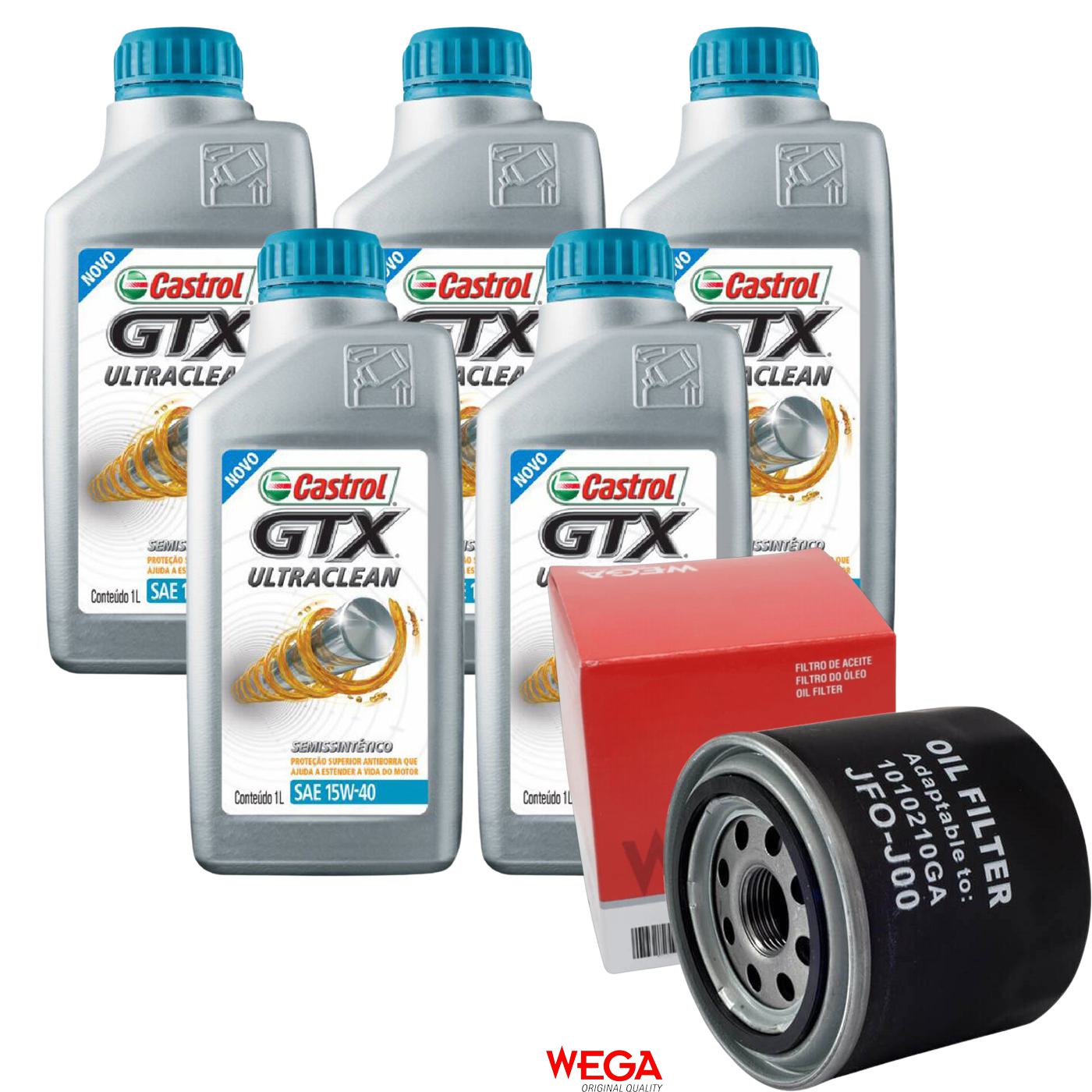 Kit Filtro e 5L Óleo Motor 15W40 GTX - Castrol / Wega - 3417898 / JFO-0J00 - (1)