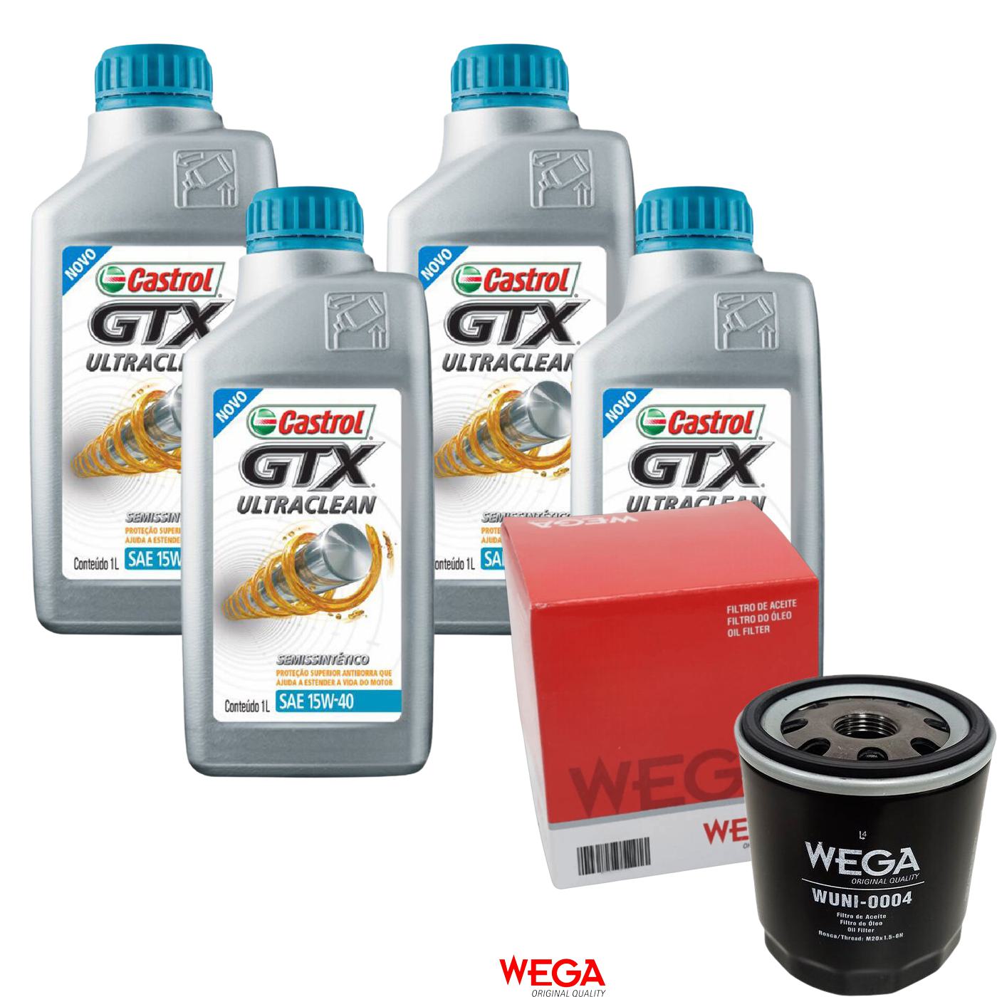 Kit Filtro e 4L Óleo Motor 15W40 GTX - Castrol / Wega - 3417898 / WUNI-0004 - (1)