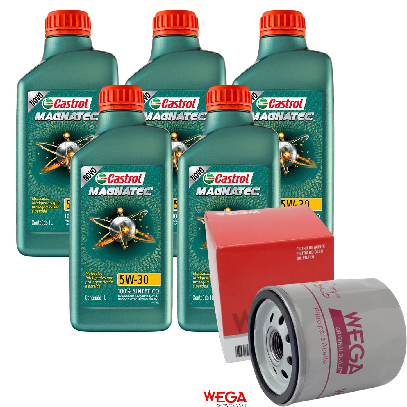 Kit Filtro e 5L Óleo Motor 5W30 Magnatec - Castrol / Wega - 3434565 / WO-153 - (1)