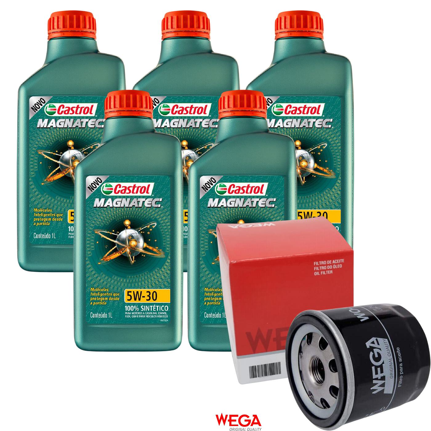 Kit Filtro e 5L Óleo Motor 5W30 Magnatec - Castrol / Wega - 3434565 / WO-156 - (1)