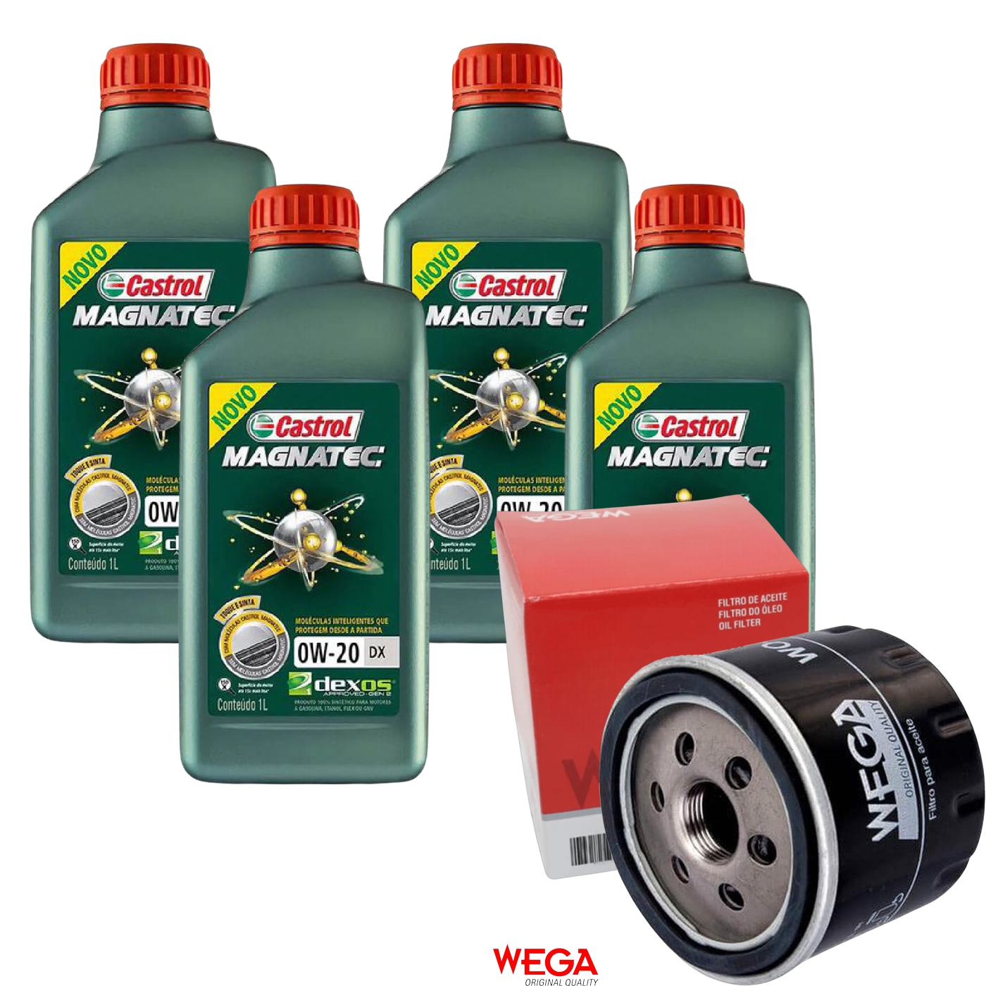 Kit Filtro e 4L Óleo Motor 0W20 Magnatec - Castrol / Wega - 3436147 / WO-121 - (1)