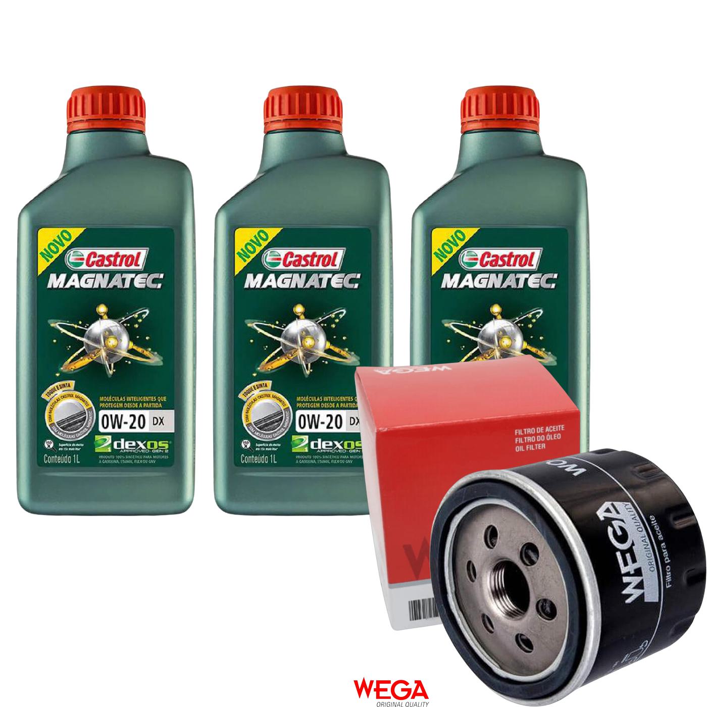 Kit Filtro e 3L Óleo Motor 0W20 Magnatec - Castrol / Wega - 3436147 / WO-121 - (1)