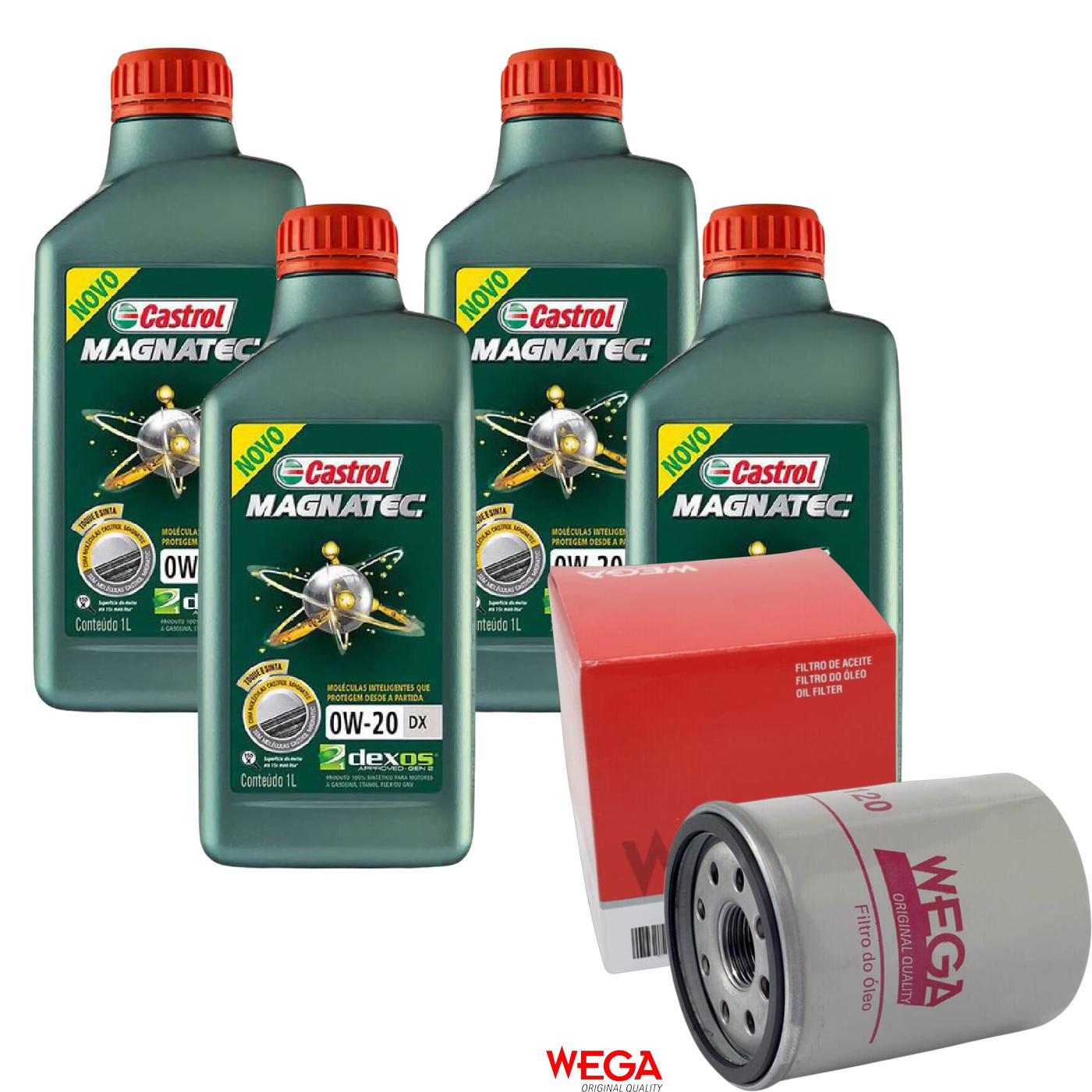 Kit Filtro e 4L Óleo Motor 0W20 Magnatec - Castrol / Wega - 3436147 / WO-120 - (1)