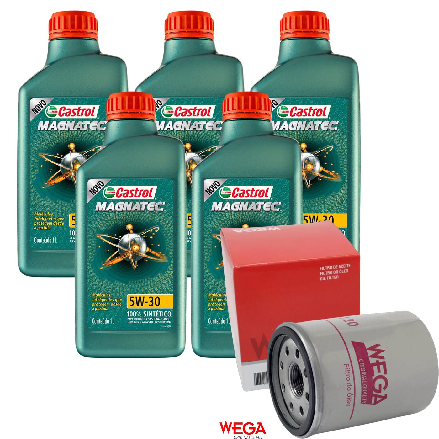Kit Filtro e 5L Óleo Motor 5W30 Magnatec - Castrol / Wega - 3434565 / WO-120 - (1)