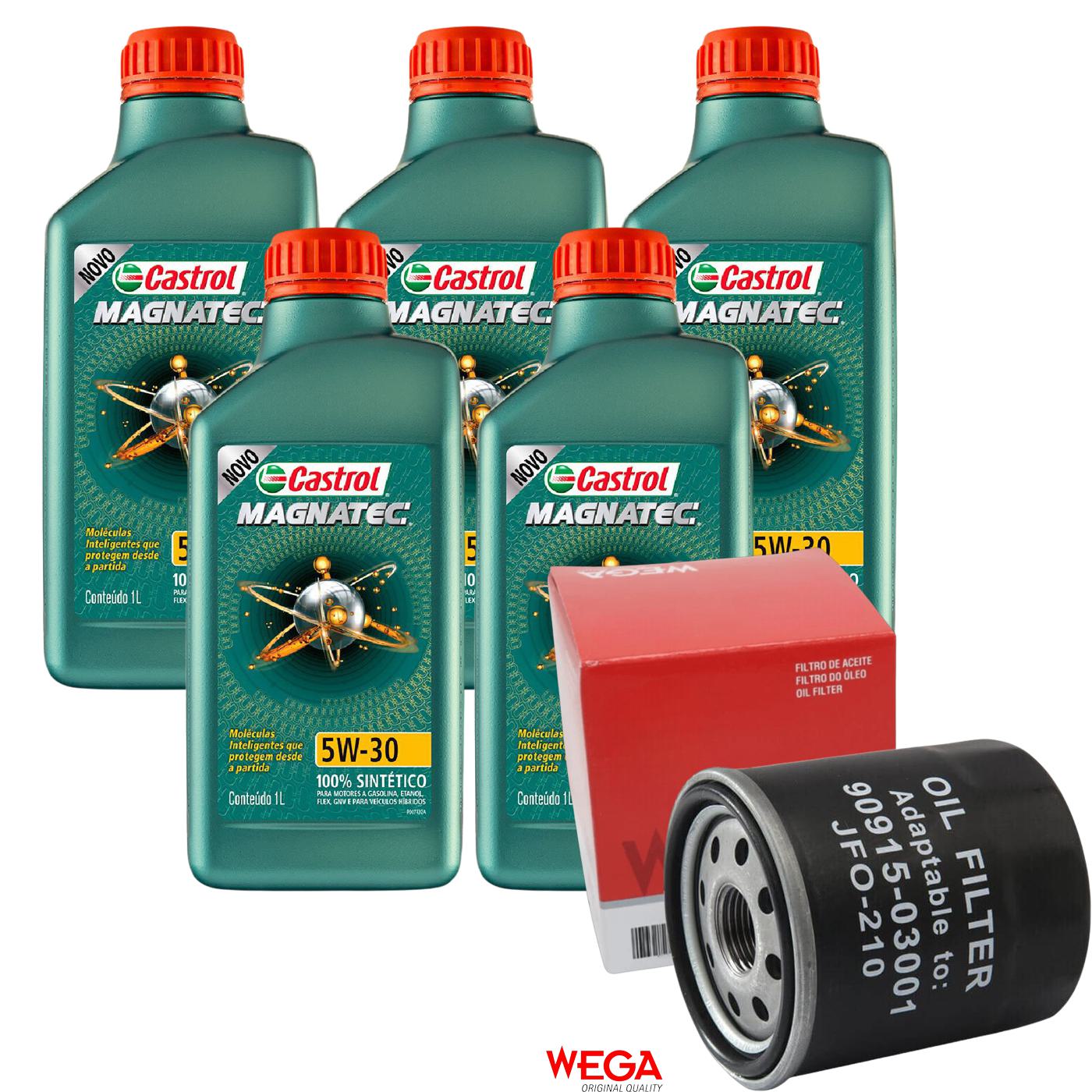 Kit Filtro e 5L Óleo Motor 5W30 Magnatec - Castrol / Wega - 3434565 / JFO-0210 - (1)