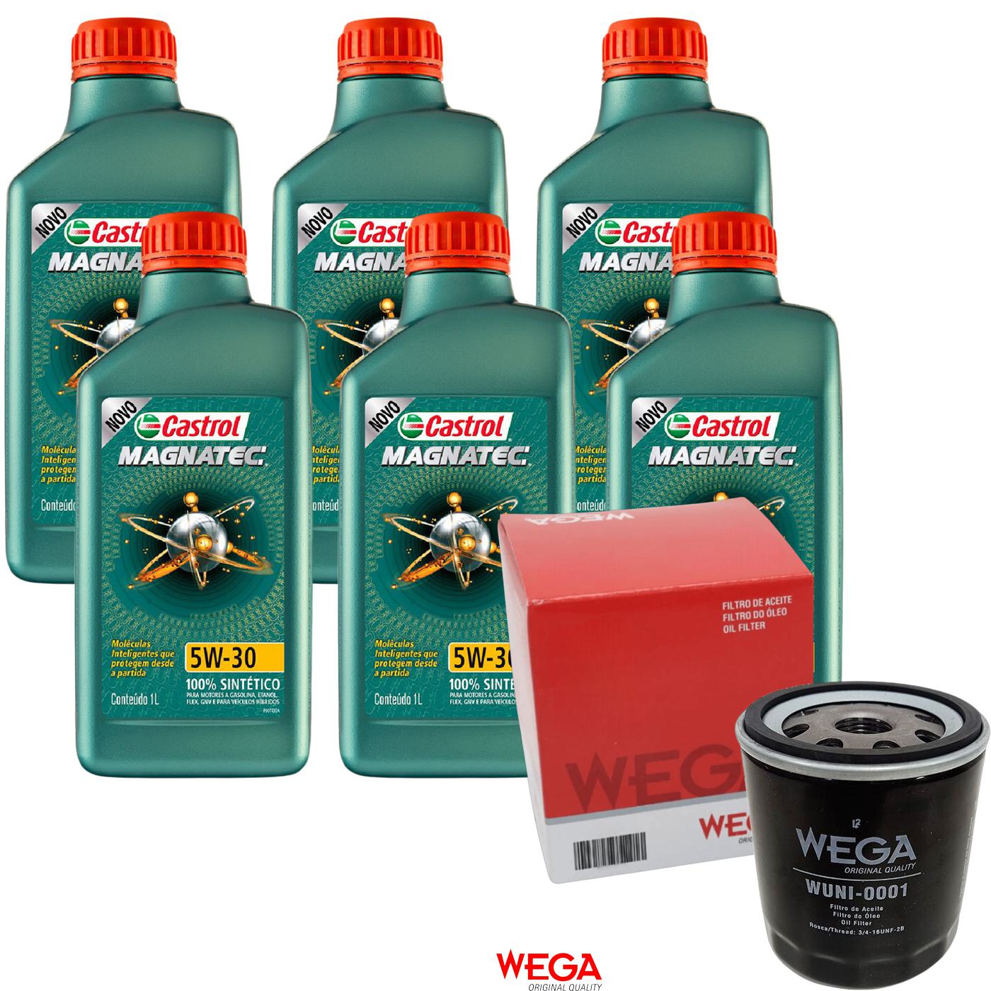 Kit Filtro e 6L Óleo Motor 5W30 Magnatec - Castrol / Wega - 3434565 / WUNI-0001 - (1)