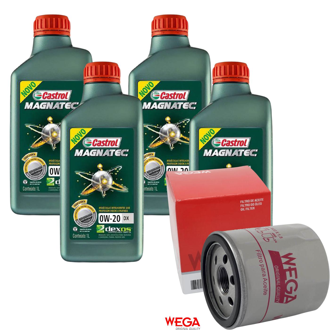 Kit Filtro e 4L Óleo Motor 0W20 Magnatec - Castrol / Wega - 3436147 / WO-133 - (1)