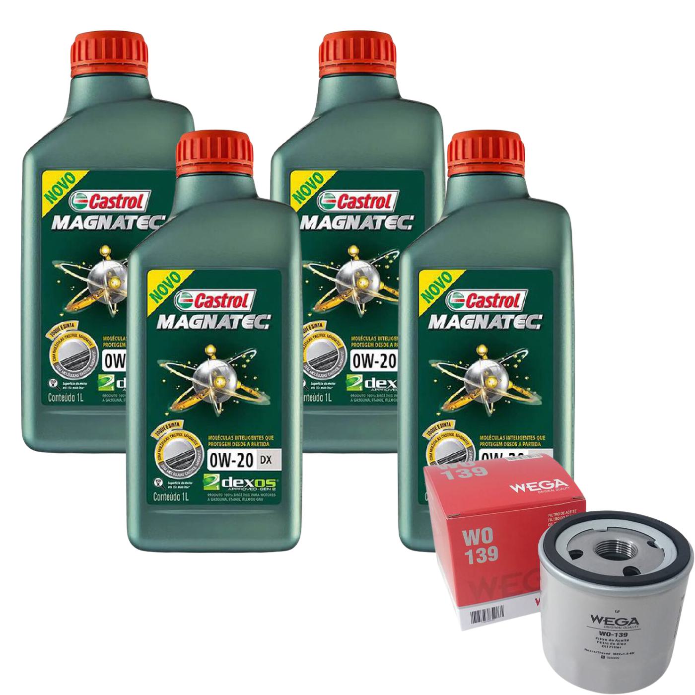 Kit Filtro e 4L Óleo Motor 0W20 Magnatec - Castrol / Wega - 3436147 / WO-139 - (1)
