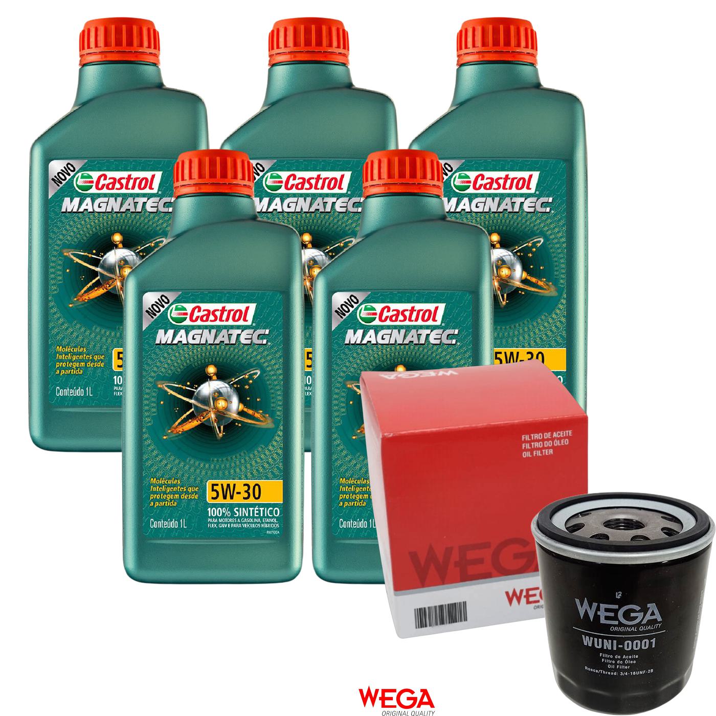 Kit Filtro e 5L Óleo Motor 5W30 Magnatec - Castrol / Wega - 3434565 / WUNI-0001 - (1)