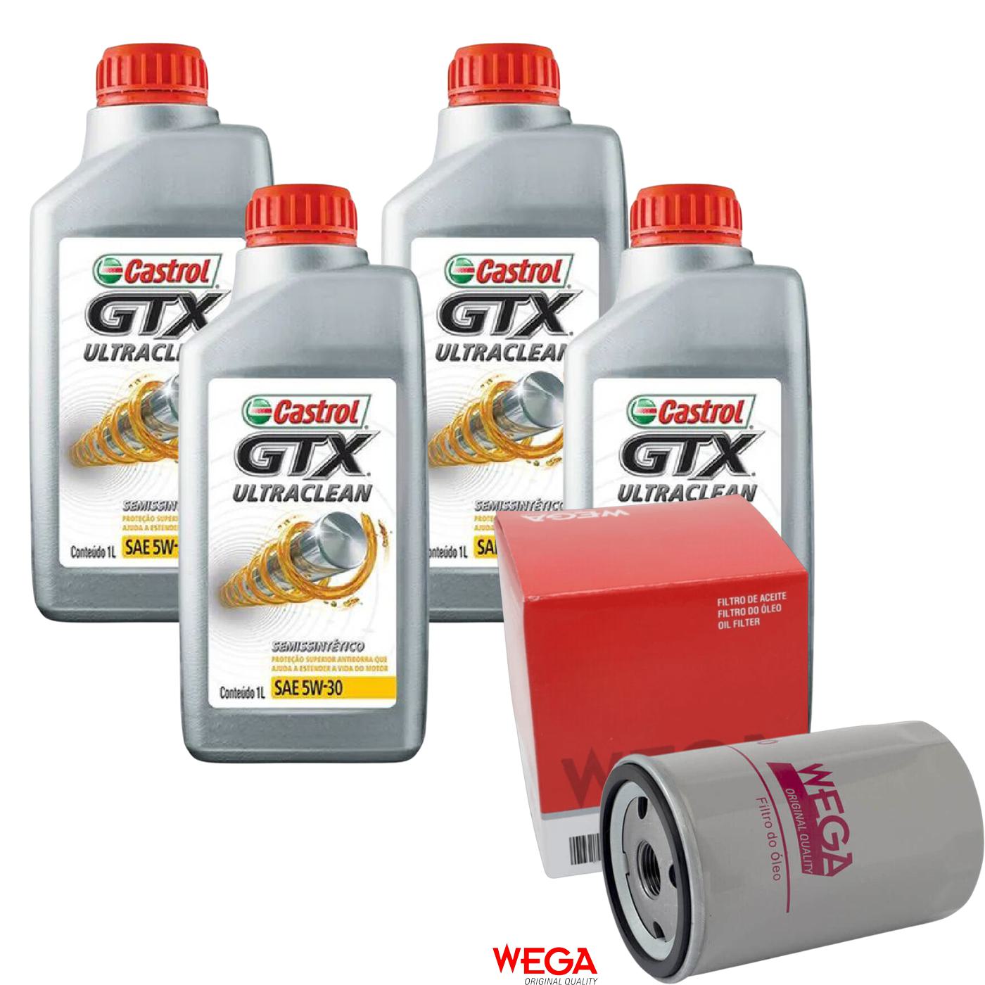 Kit Filtro e 4L Óleo Motor 5W30 GTX - Castrol / Wega - 3435995 / WO-180 - (1)