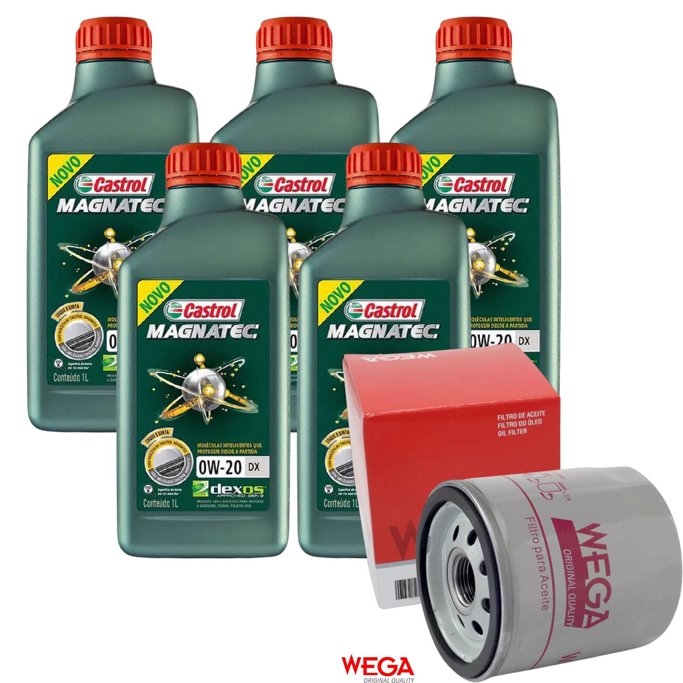 Kit Filtro e 5L Óleo Motor 0W20 Magnatec - Castrol / Wega - 3436147 / WO-153 - (1)