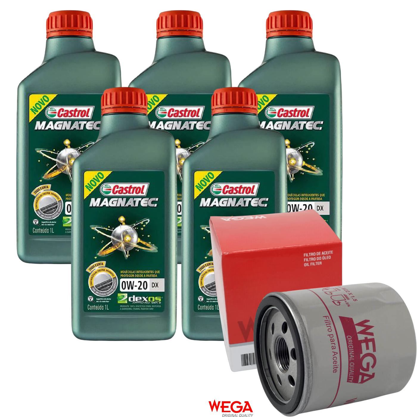 Kit Filtro e 5L Óleo Motor 0W20 Magnatec - Castrol / Wega - 3436147 / WO-133 - (1)