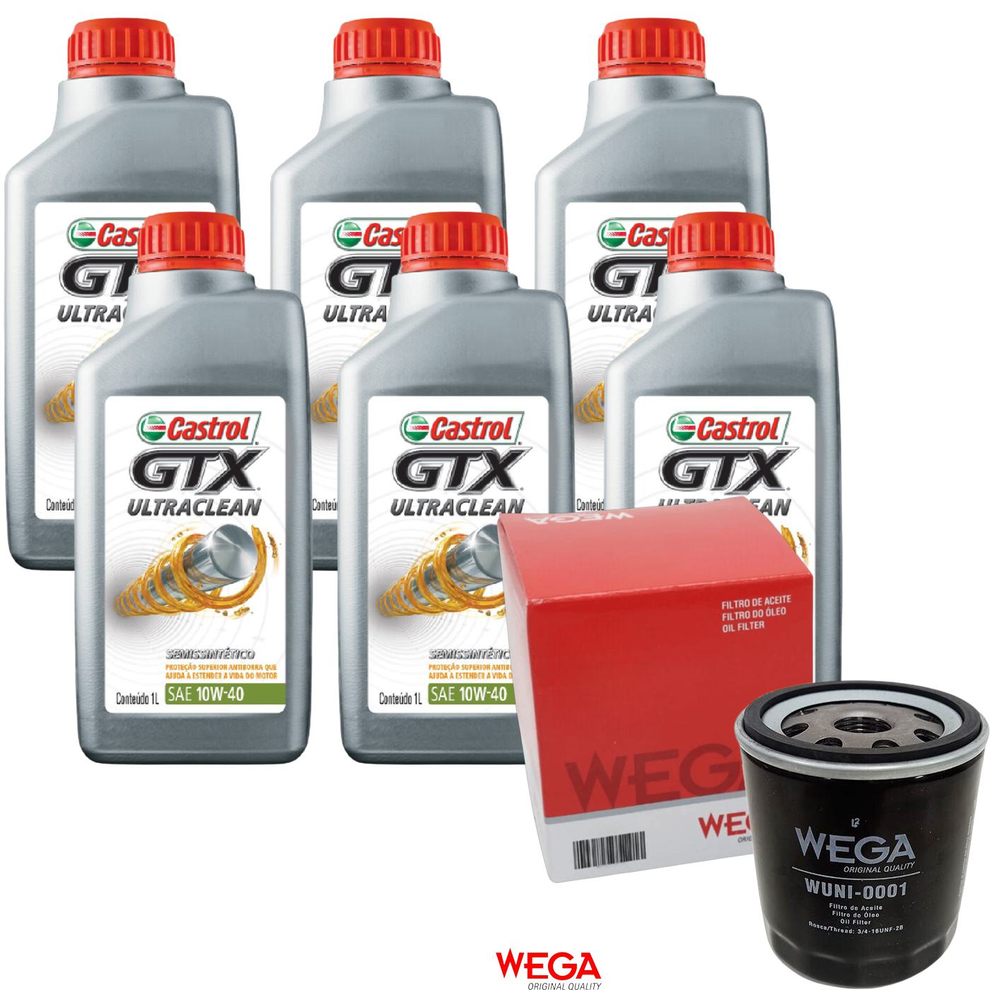 Kit Filtro e 6L Óleo Motor 10W40 GTX - Castrol / Wega - 3436727 / WUNI-0001 - (1)