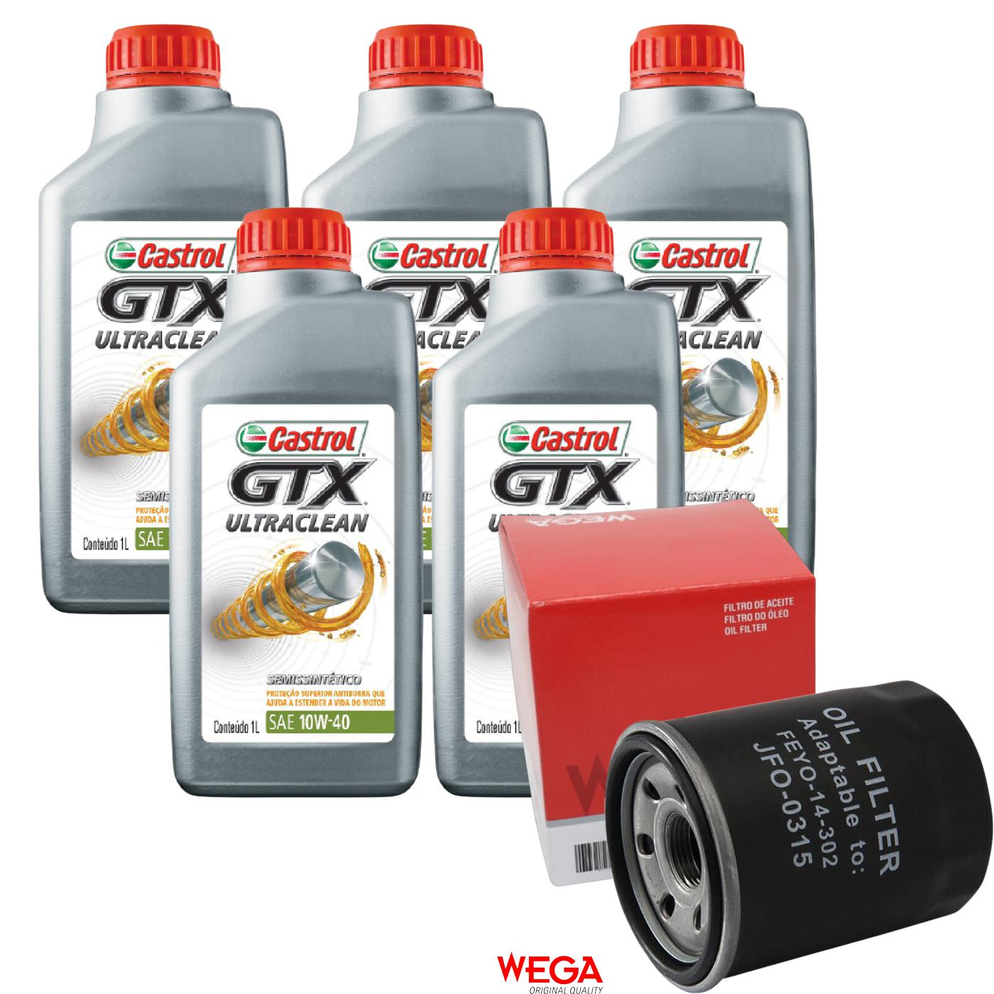 Kit Filtro e 5L Óleo Motor 10W40 GTX - Castrol / Wega - 3436727 / JFO-0315 - (1)