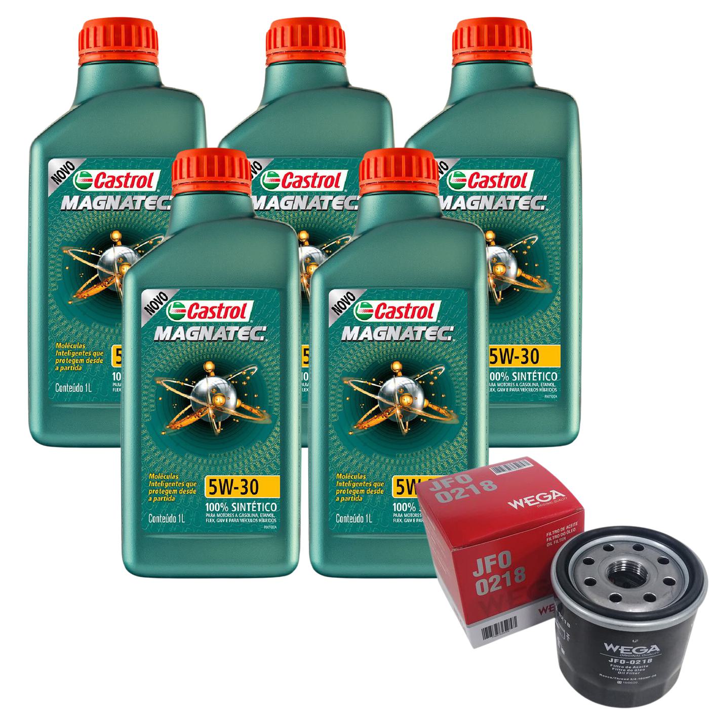 Kit Filtro e 5L Óleo Motor 5W30 Magnatec - Castrol / Wega - 3434565 / JFO-0218 - (1)